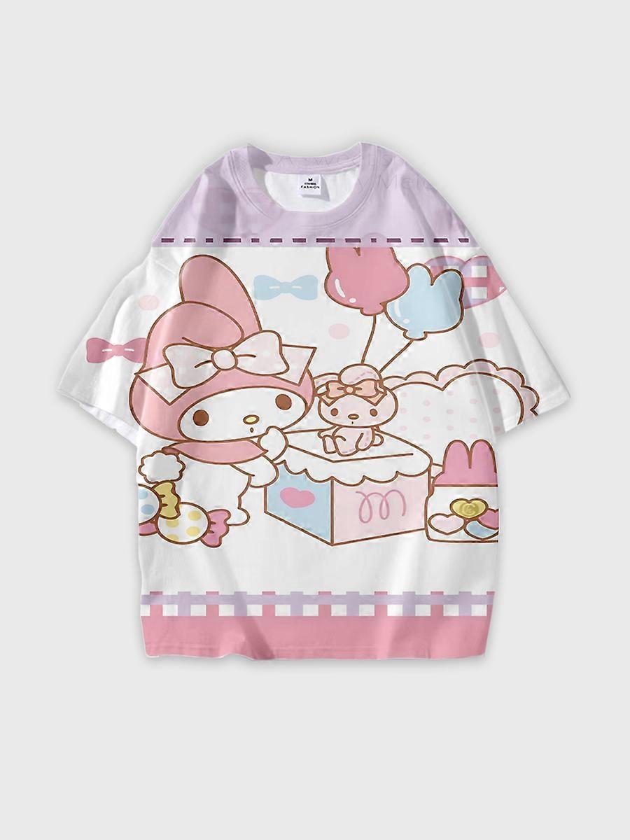 T-shirt round neck Cartoon Pattern loose short sleeve M2249