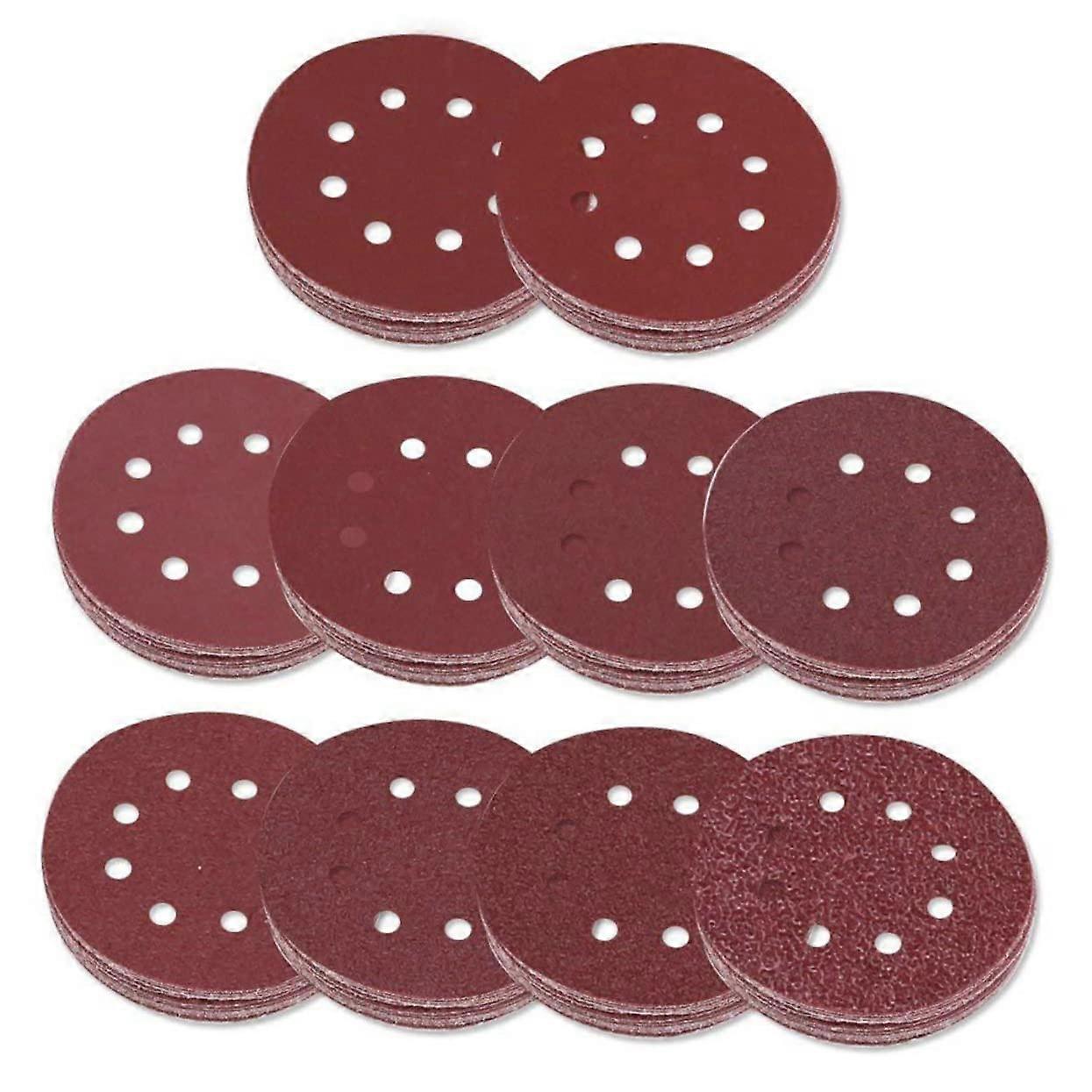 Sanding Discs Pack of 25, Circular Sandpaper Pads With Hook-and-Loop Velcro Backing, Deburring, For Sanding Blocks, With Holes