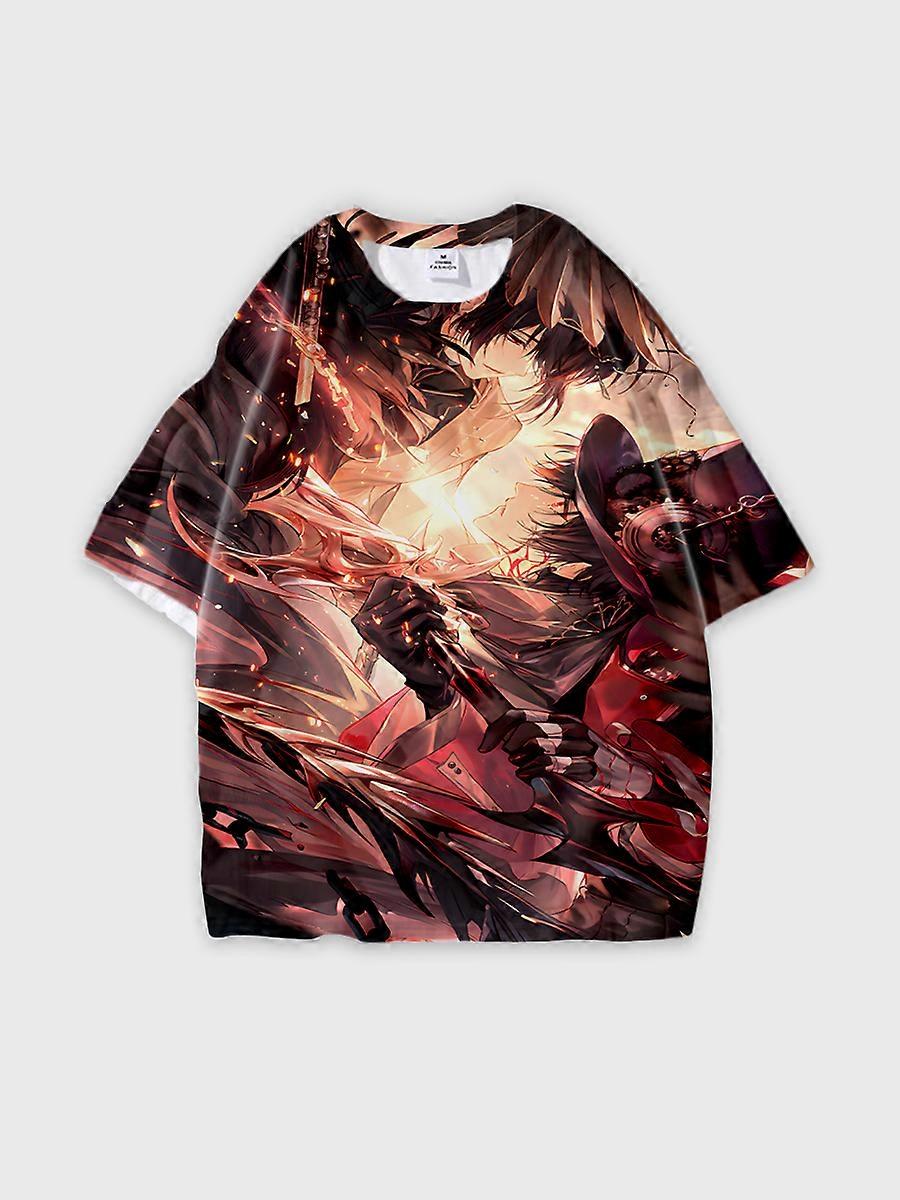 T-shirt round neck Role Pattern loose short sleeve E2250