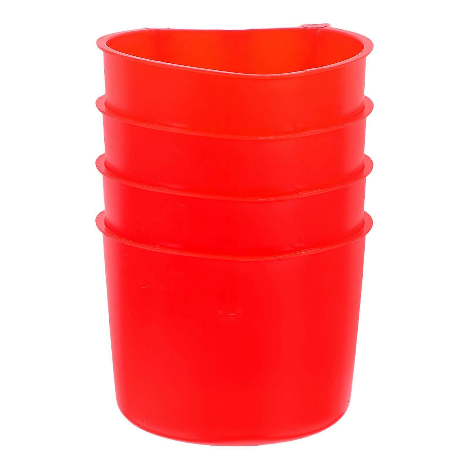 Durable PE Pet Bowls for Cage with Thickened Design Red Color Ensures Use for Small Animals 4pcs