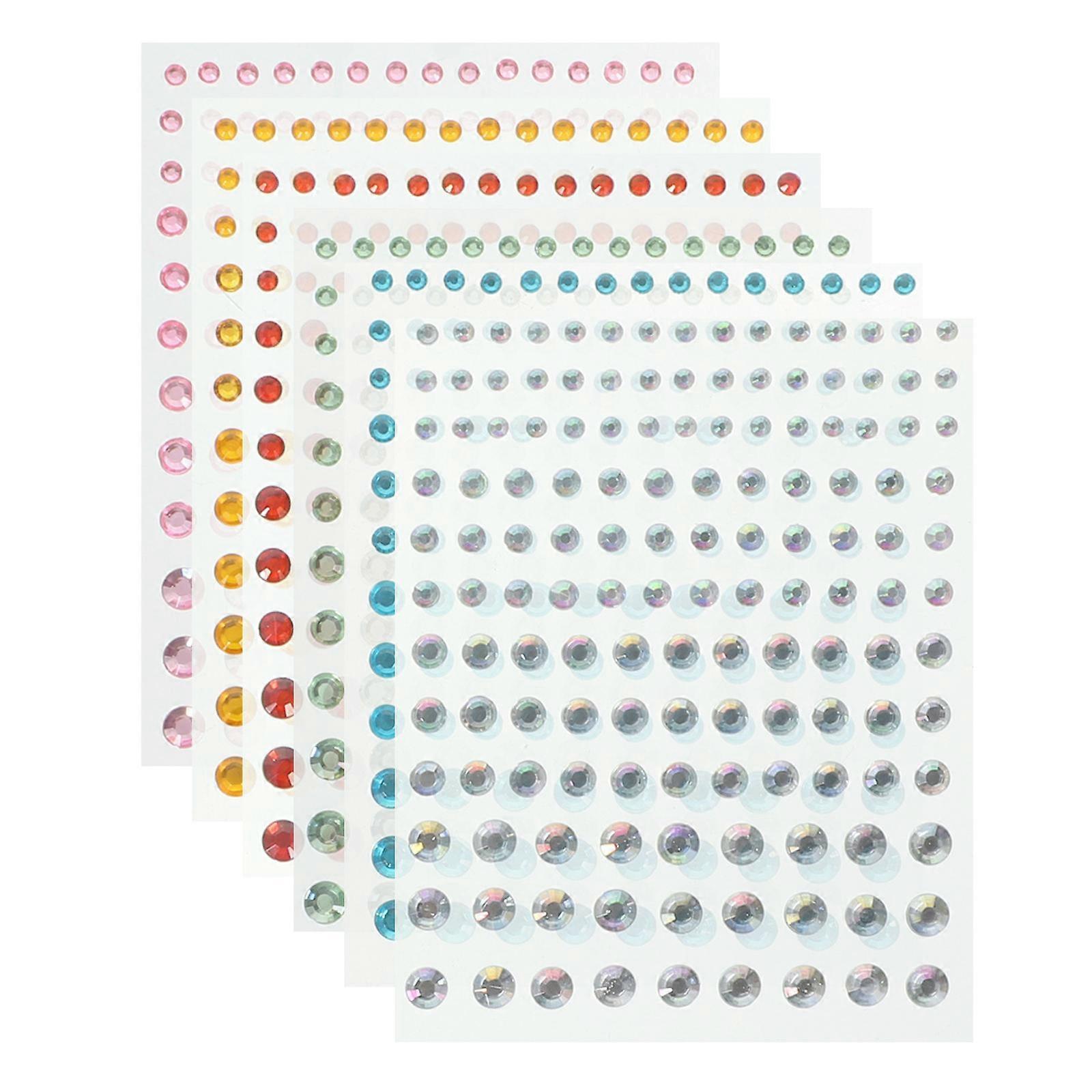 Miracle Assorted Color Rhinestone Stickers for Decoration 6 Sheets Safe Material Plastic