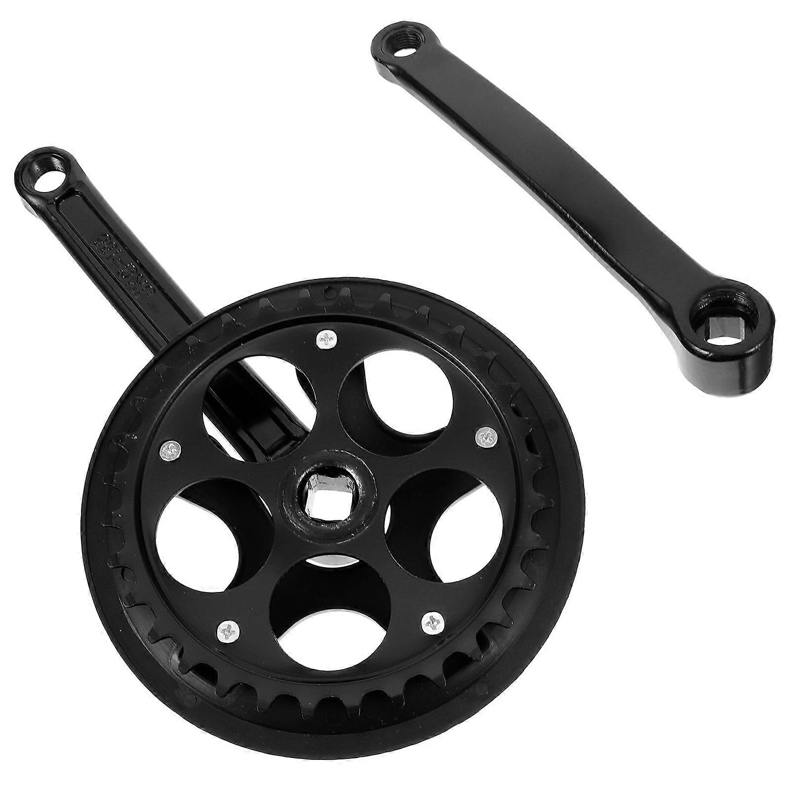 Sturdy Bike Crankset with Chainring Made from Iron and Plastic for Daily Use Black 1 Set