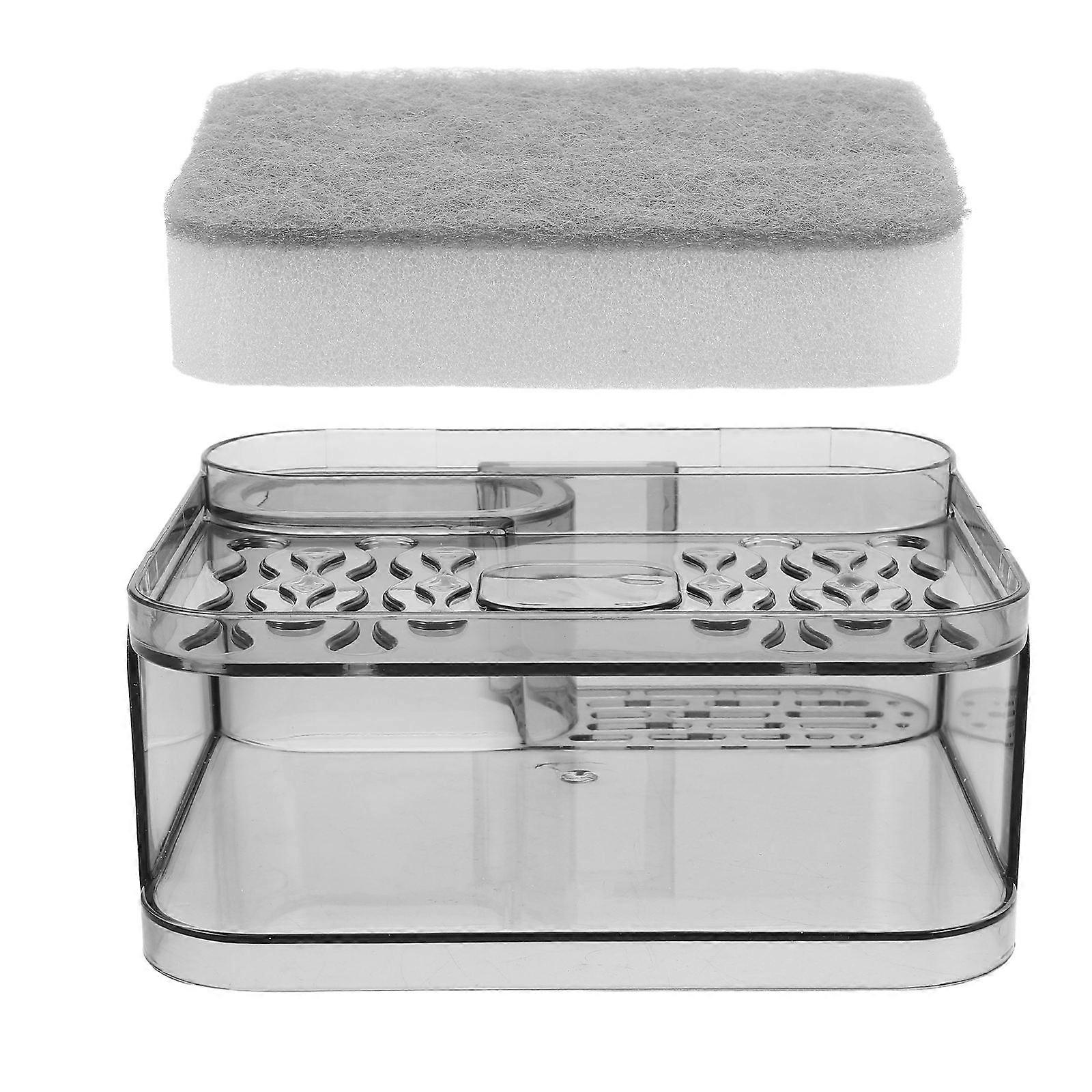 Plastic Wall Soap Holder with Absorbent Sponge Grey Dual Layer Design for Storage 7.8 x 3.9 Inches