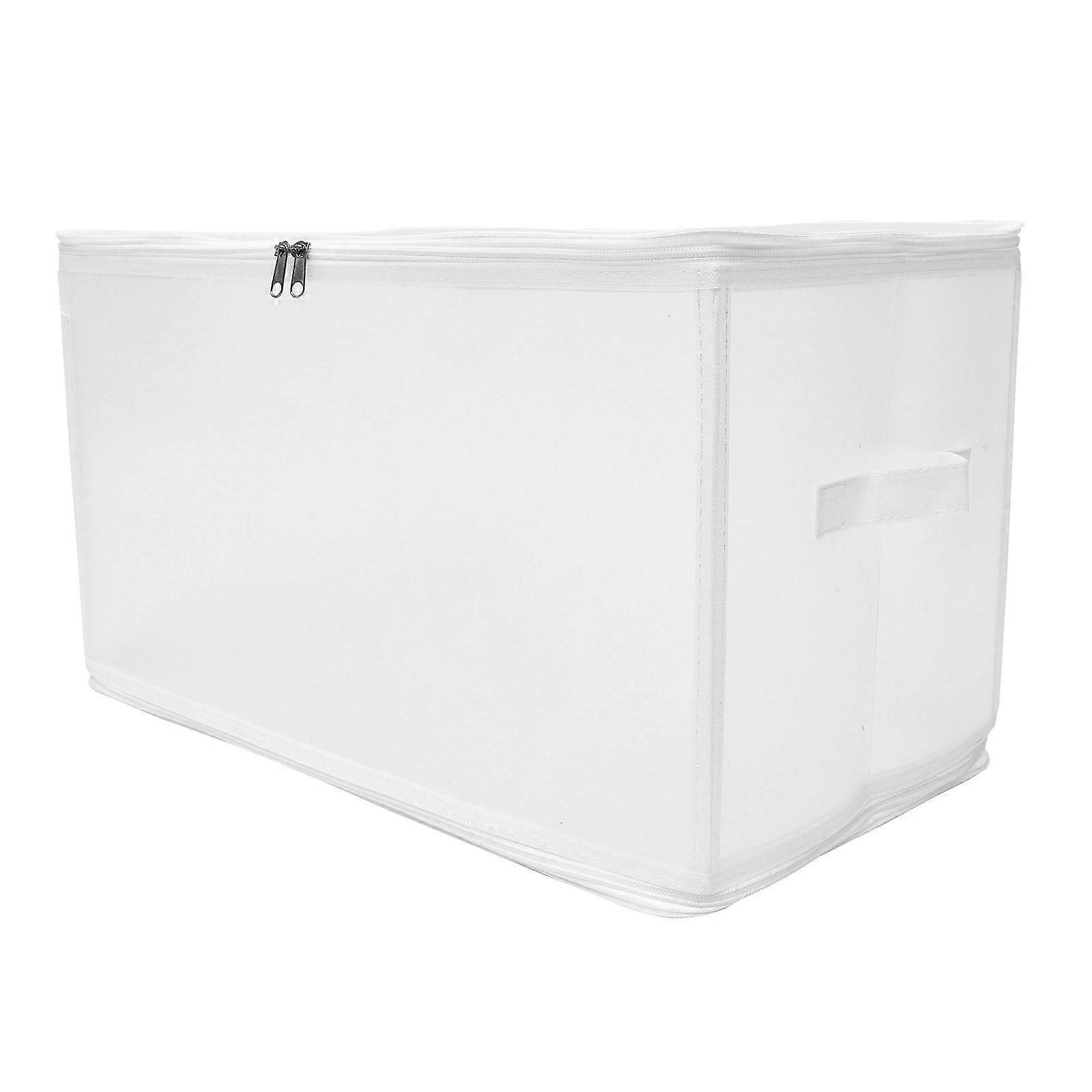 Foldable Bedding Sheets Organizer Large Capacity Zipper Box For Home Organization Moisture Proof White 1Set