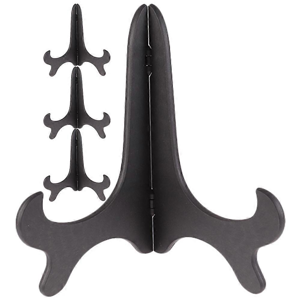 Black Plastic Display Stand for Plates Photos Artwork Portable and Space Saving 4Pcs Small Size