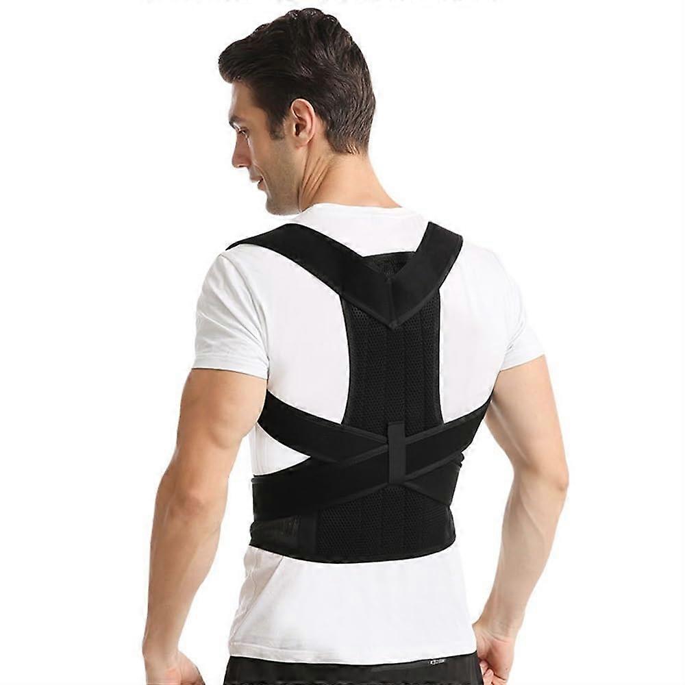 Breathable Posture Corrector for Men and Women Adjustable Support Belt (Black, XL)
