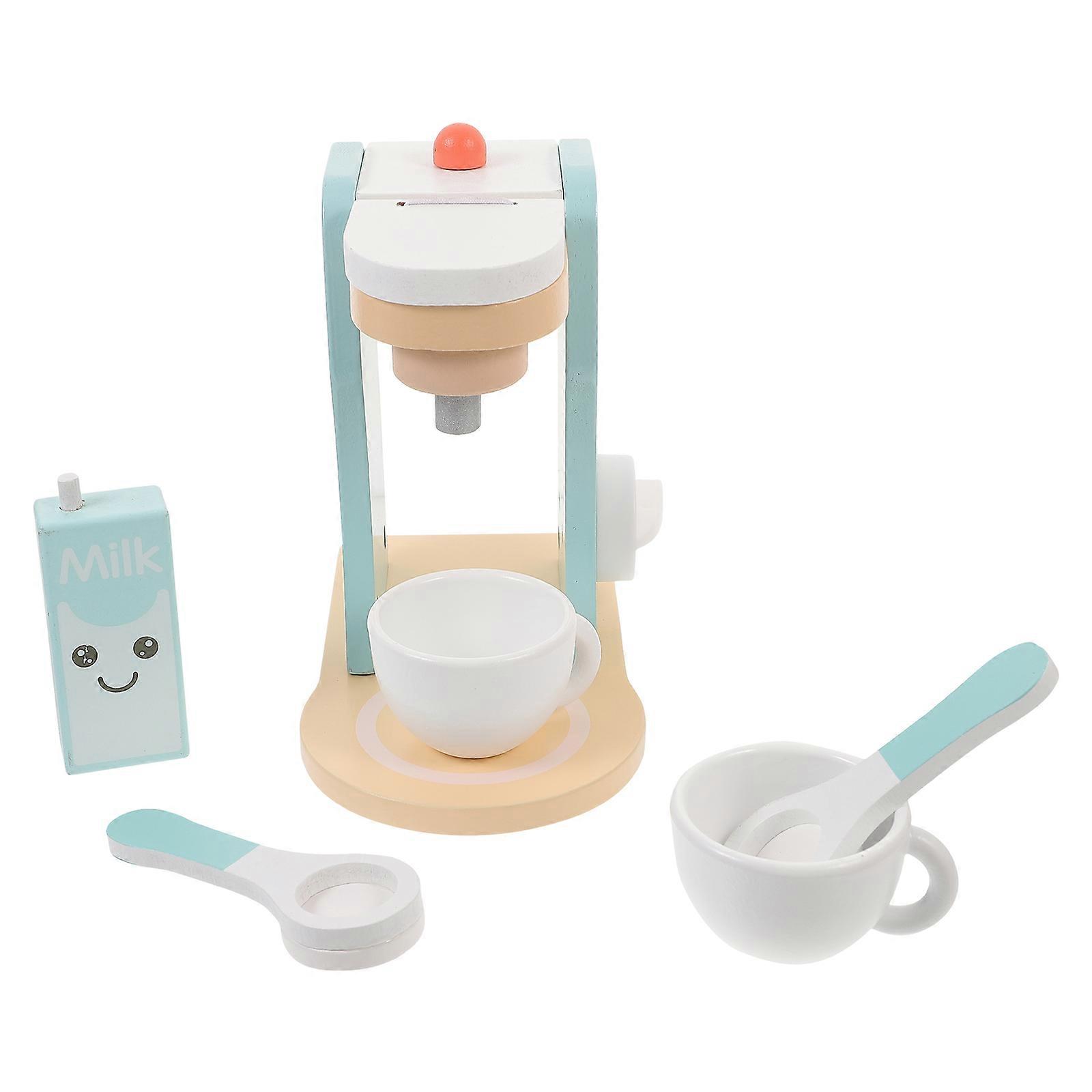 Kids Coffee Machine Toy 1Set Assorted Color Wooden Develops Fine Hands-on Skills for Decoration
