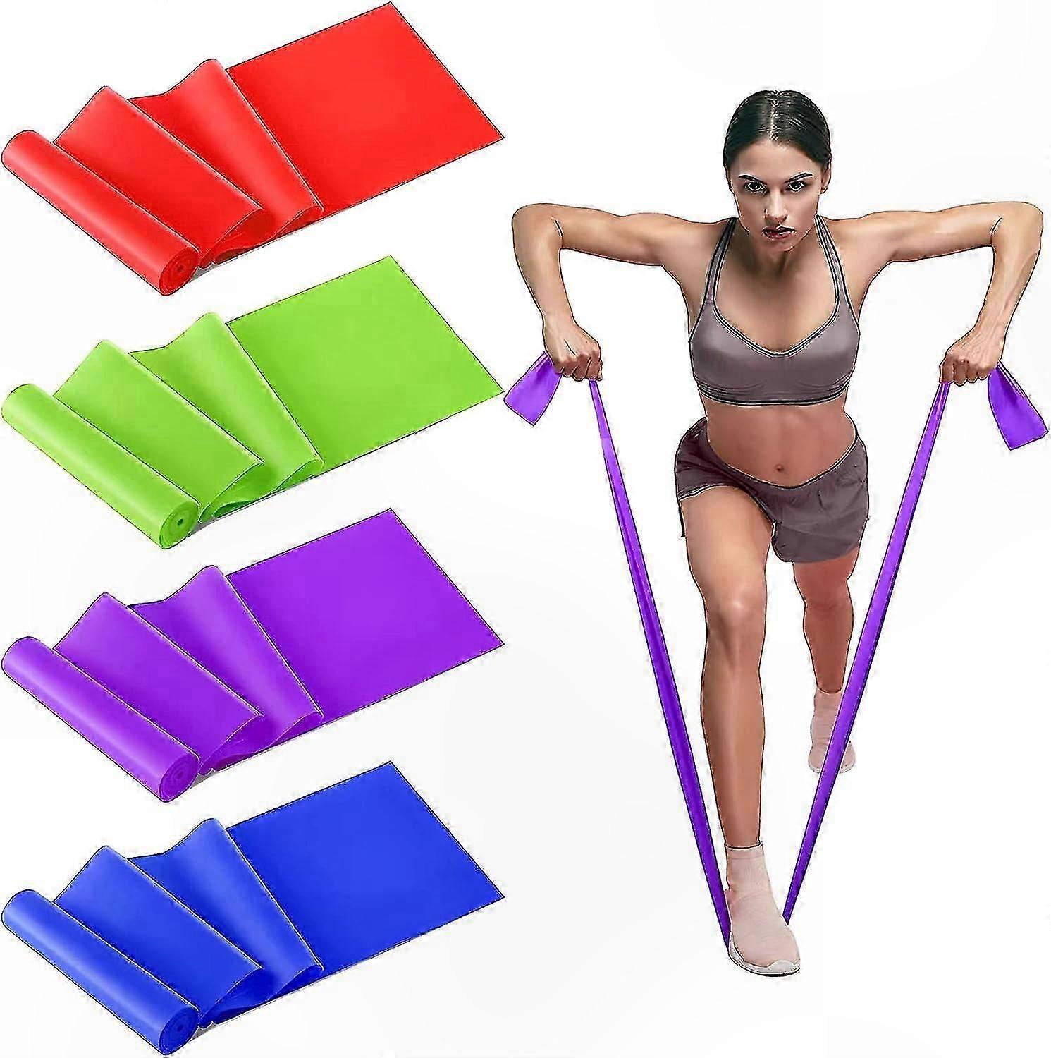 4-Pack Resistance Bands with 4 Levels, Stretch Exercise Bands for Yoga, Pilates, and Strength Training
