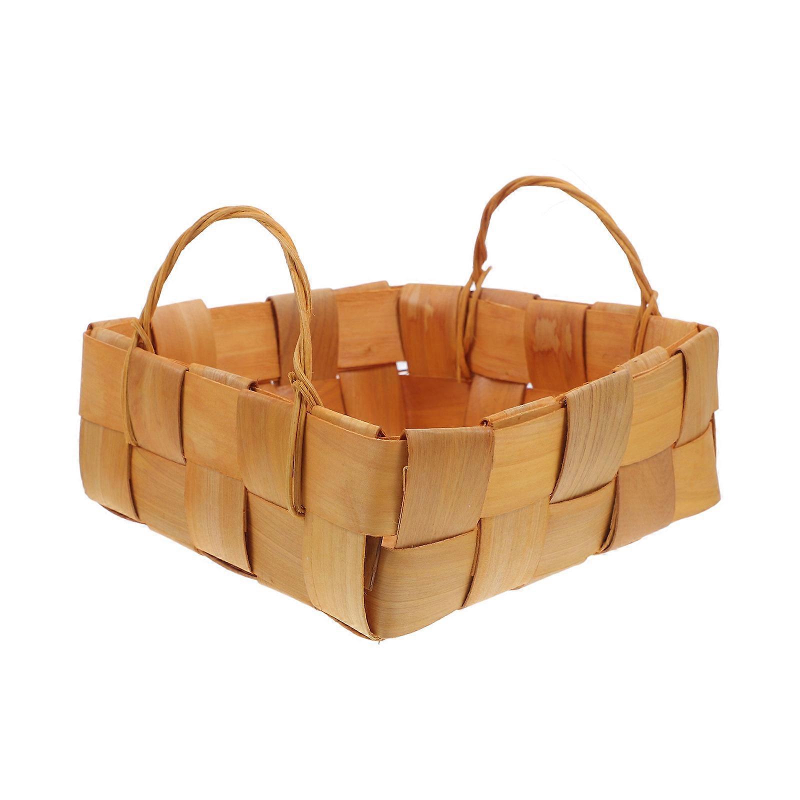 Large Woven Storage Basket for Fruit and Vegetable Storage with Strong Handle Design, Portable and Decorative, Rustic Wood Craftsmanship