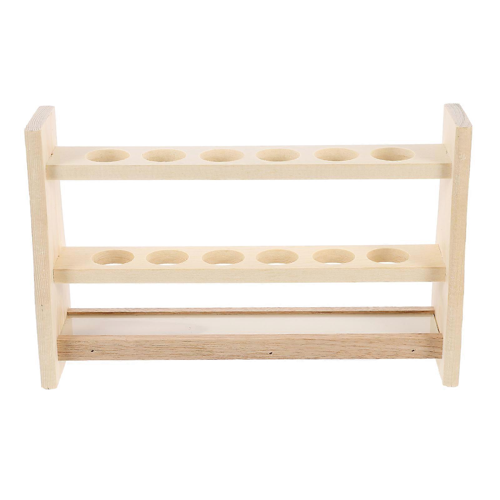 Wooden Test Tube Rack for Laboratory Use Synthetic Material Light Brown 1pc