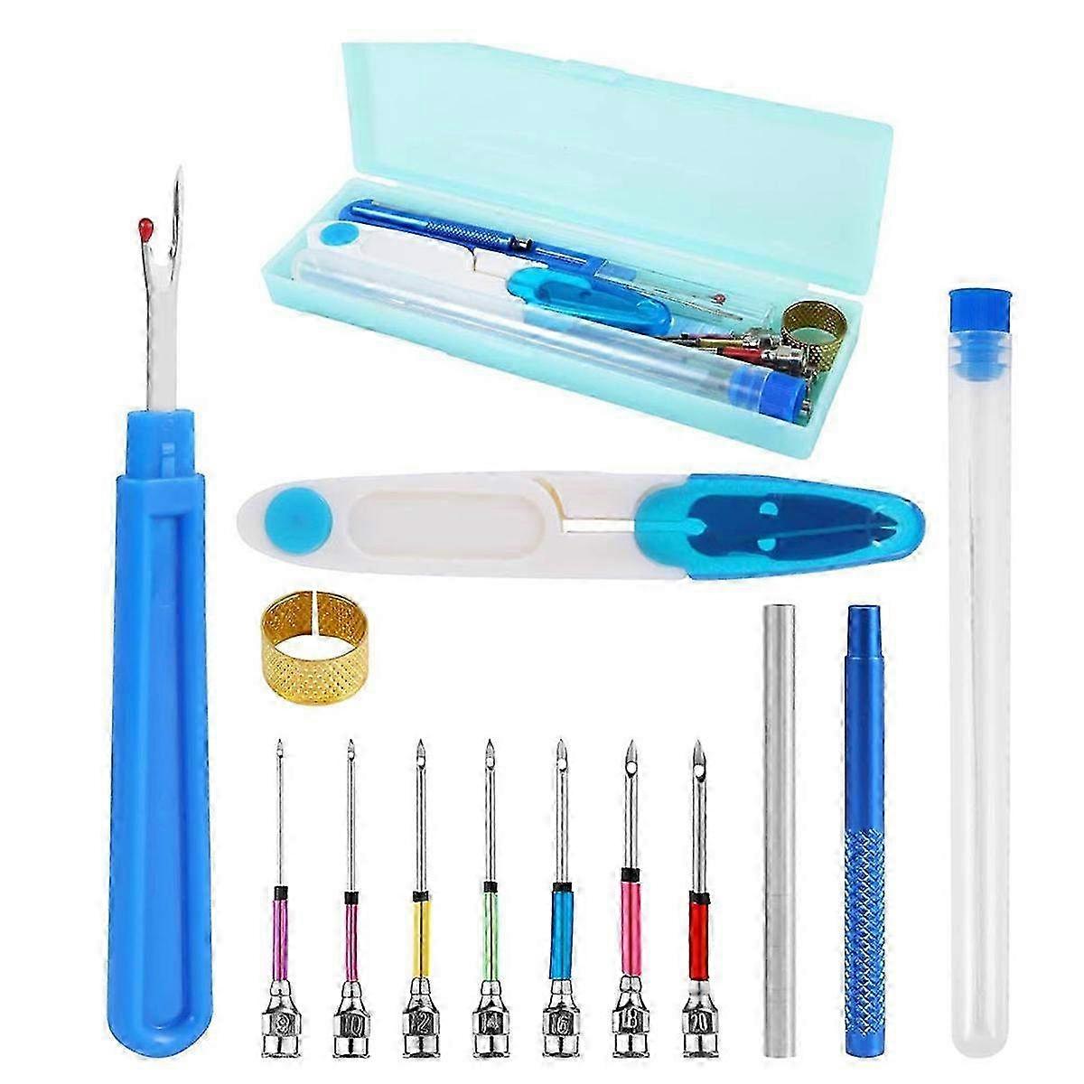 14-Piece Adjustable Punch Needle Kit - Complete Tool Set for Embroidery and Crafting Projects