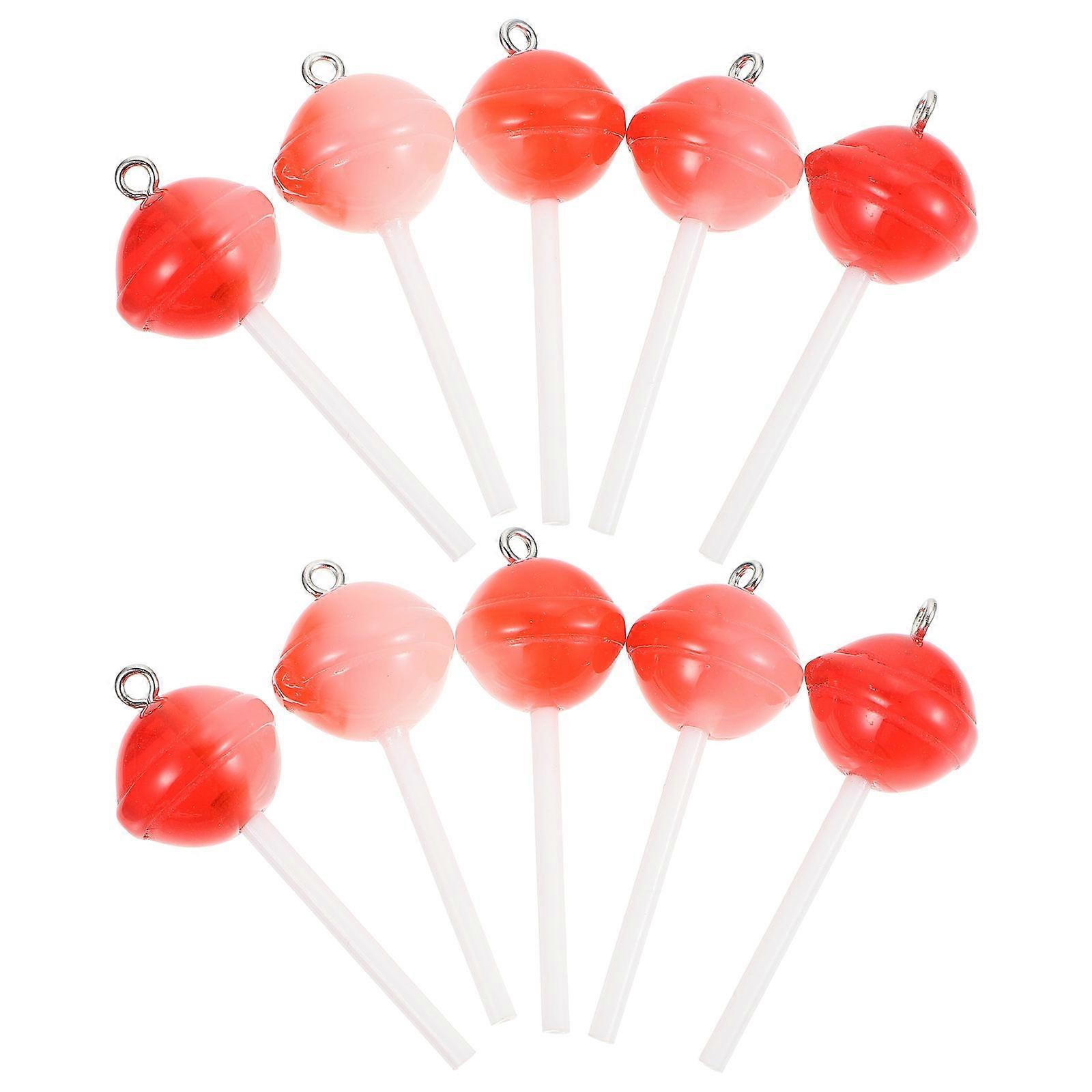 Red Lollipop Keychain Pendant Resin Bag Hanging Ornament Stylish and Durable for Decoration 30 Pcs