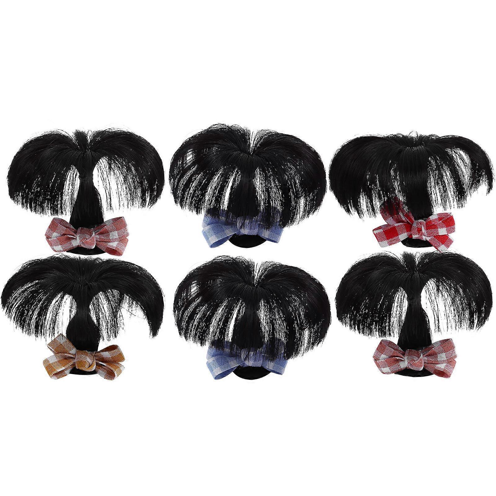 6個キッズコスチュームヘアエクステンションアソートカラーフレンチホーンシェイプヘアオーガナイゼーションアクセサリー