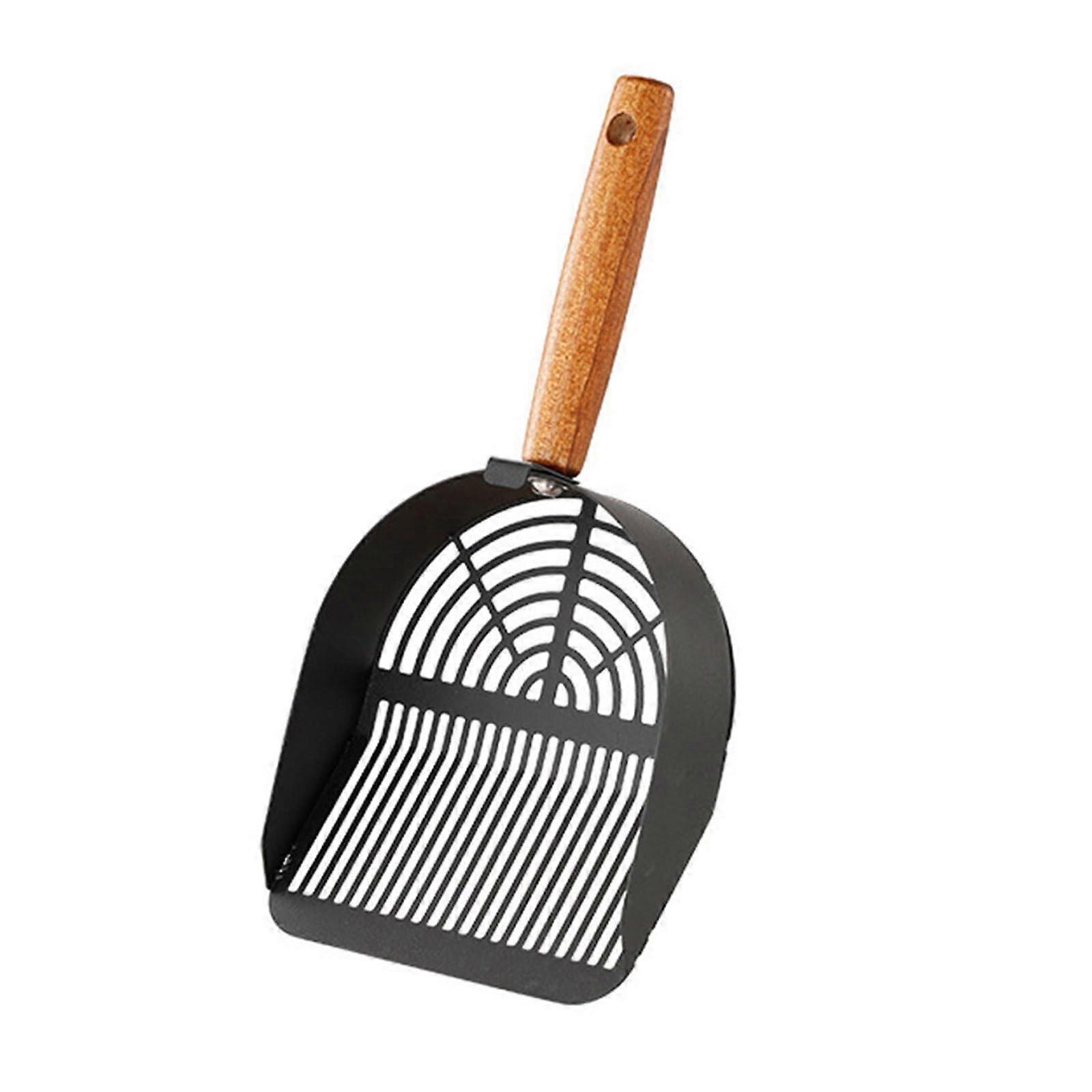 Pet Litter Scoop Stainless Steel Cat Litter Scoop With Rust-Resistant Wooden Handle For Easy Waste Removal