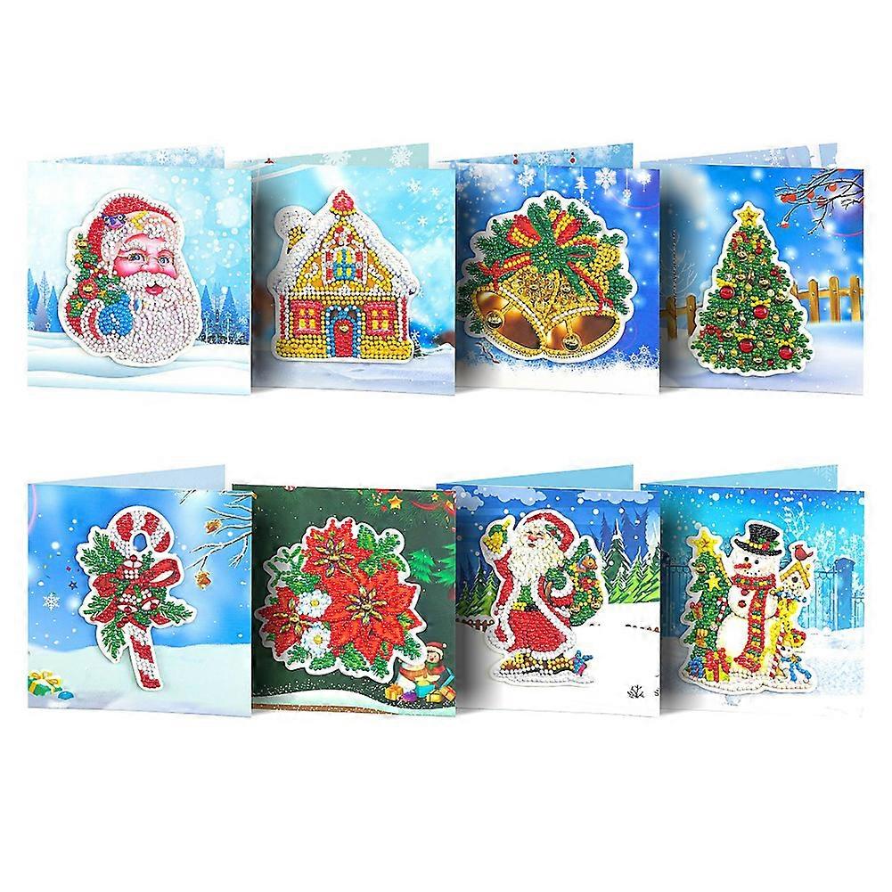 1/4/6/8Pcs Christmas 5D DIY Special Shape Part Drill Diamond Handmade Greeting Cards