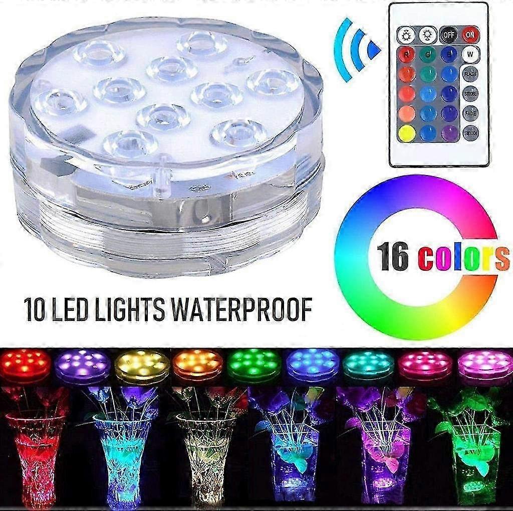 10 LED Underwater Waterproof Lights - IP68 Bright LED Lighting for Pools, Fish Tanks, and Garden Decor