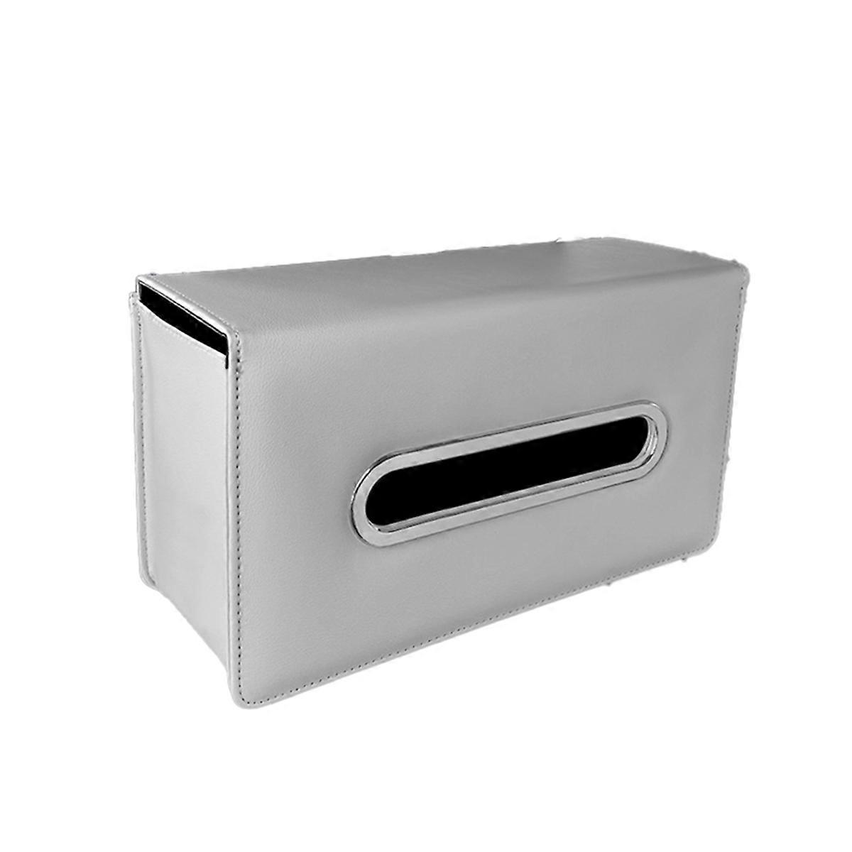 Car Tissue Box Leather Hanging Bag Seat Back Armrest Storage Box Backseat Tissue Case Fix Strap Int