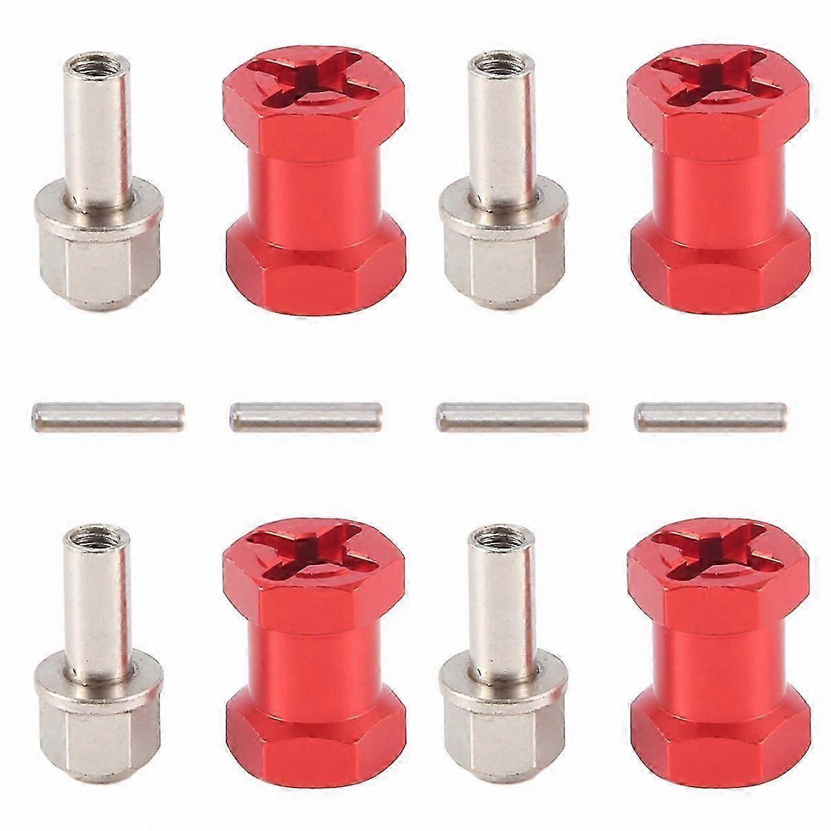 Hex Wheel Hub Adapter with 12mm and 17mm Combination Coupler Extension in Red