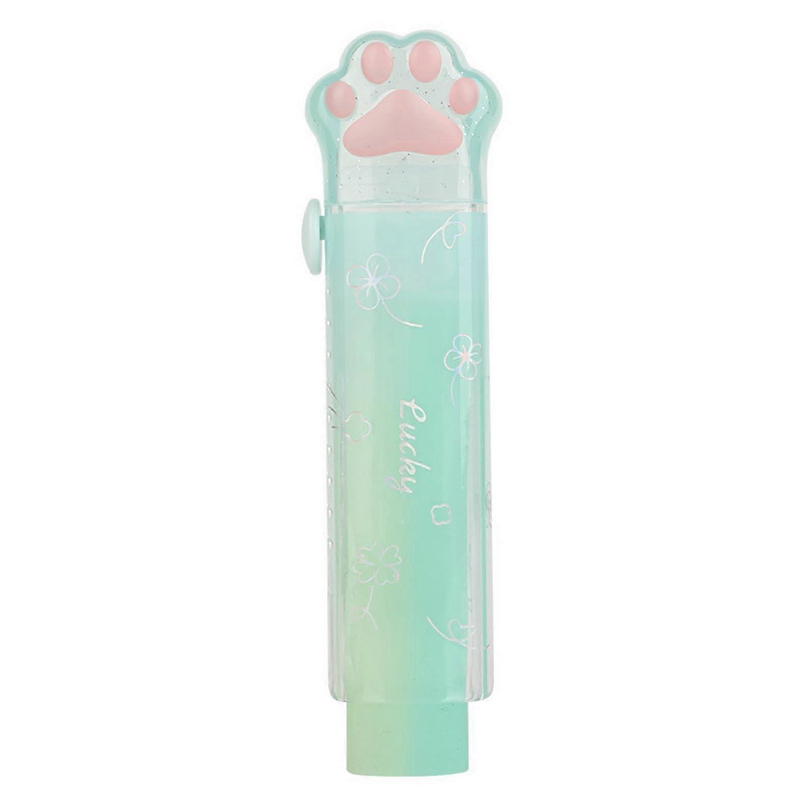 1 x Retractable Pencil Eraser Cartoon Cat Paw Eraser PushPull Refillable Cat Claws Eraser for Students Writing Office School Green
