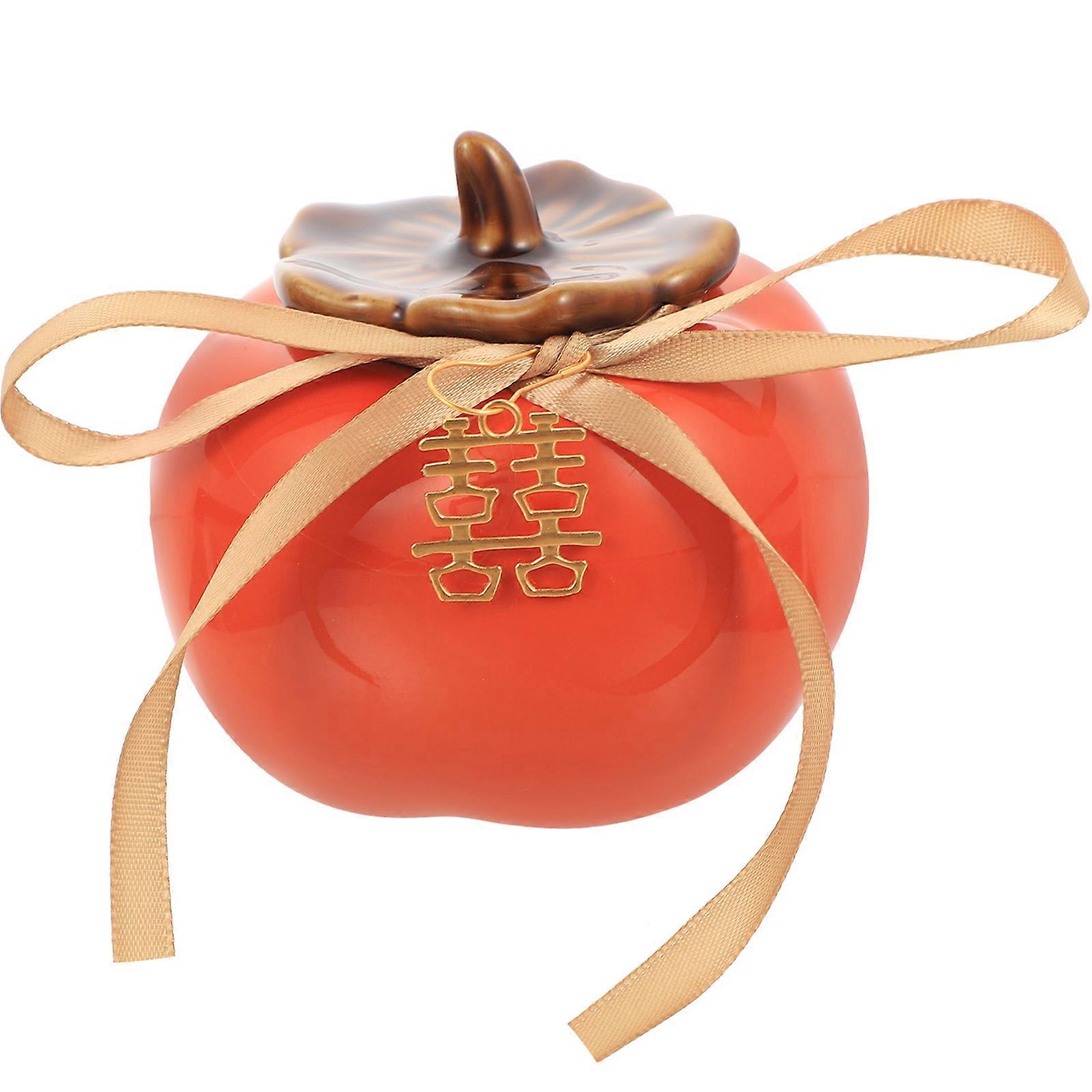 Persimmon Shape Snack Canister Storage for Tea Candy Women Orange Moistureproof 1Pack