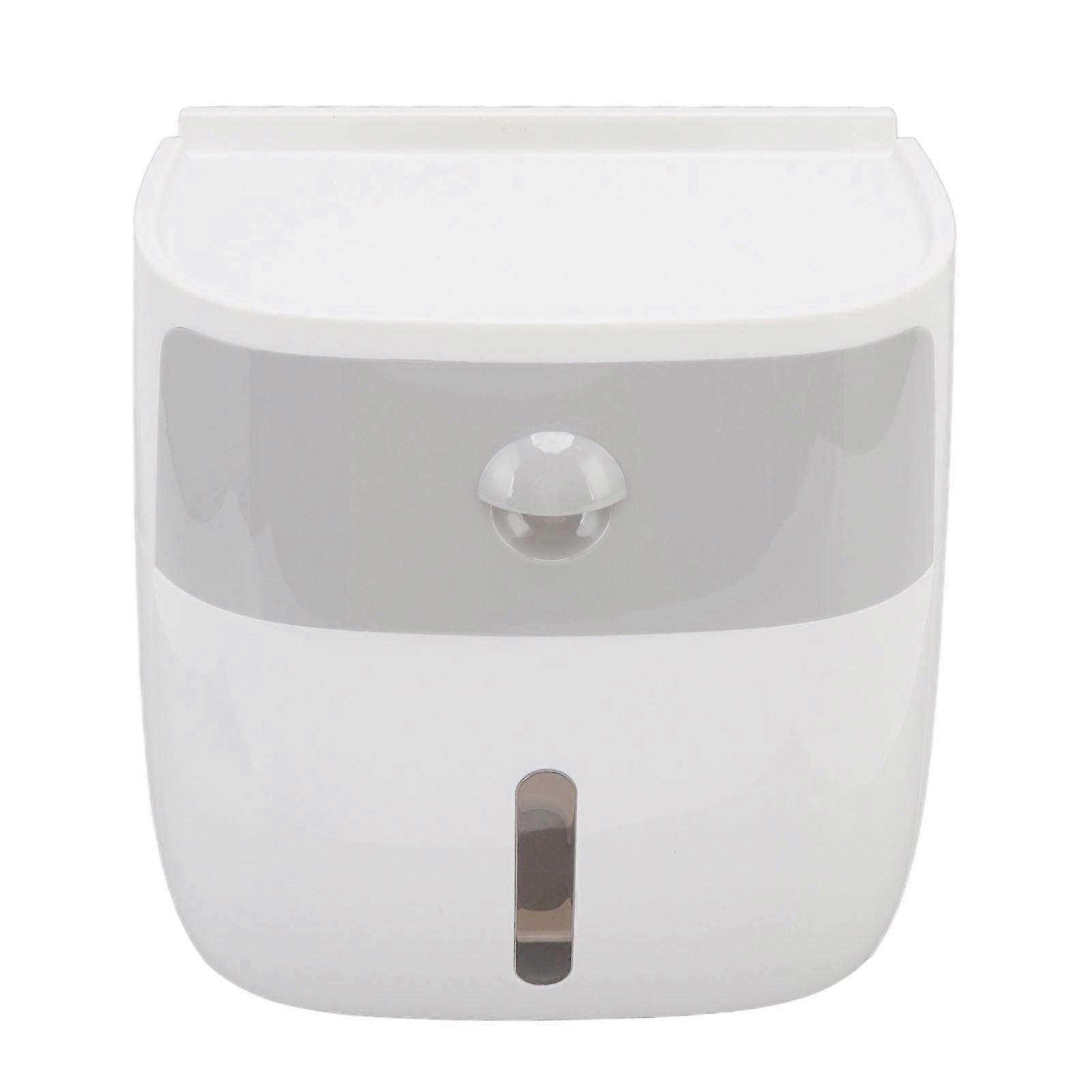 Waterproof Wall Mounted Tissue Holder with Push Button Gray White