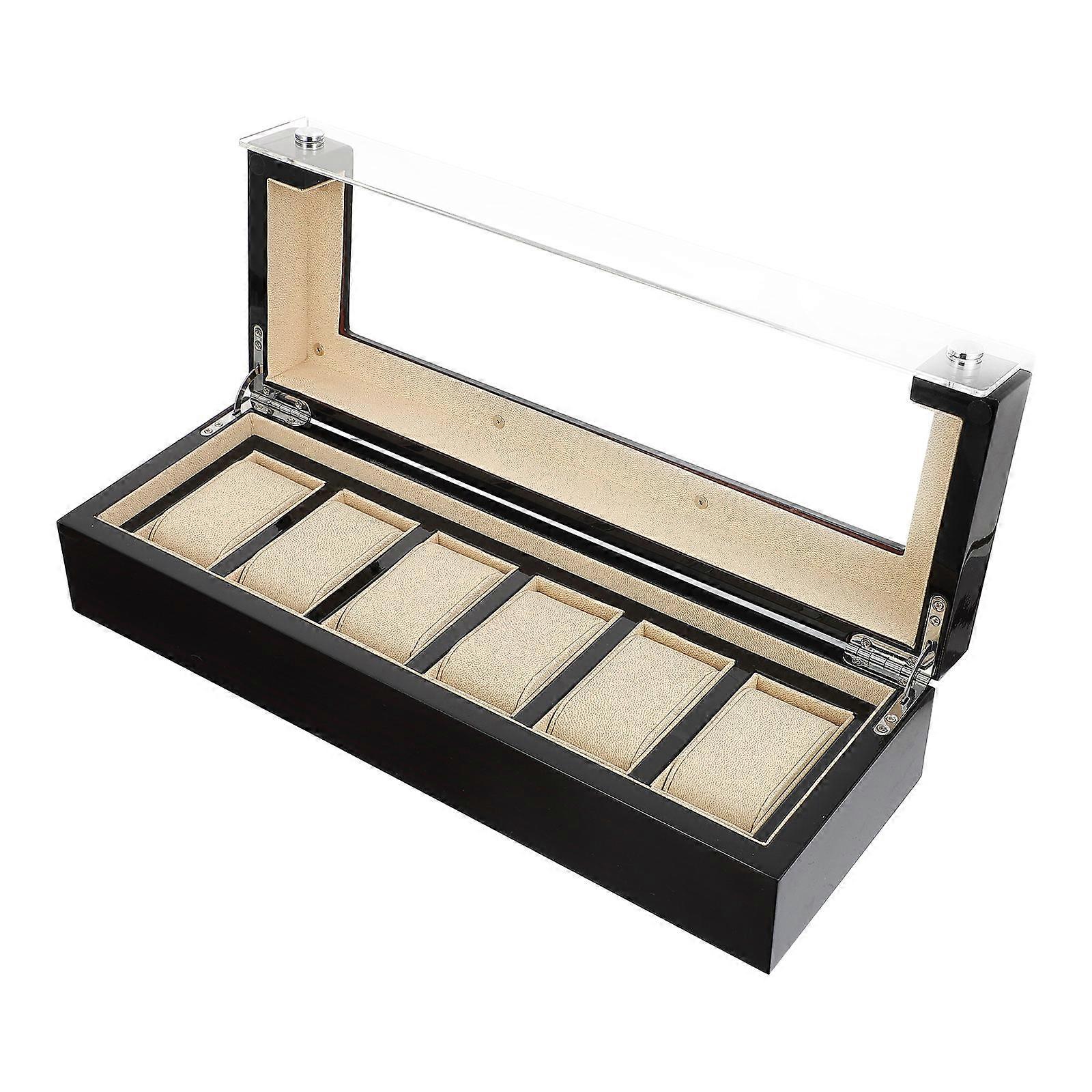 Black Wooden Watch Display Case for Storage Use 1Pcs Practical Organizer