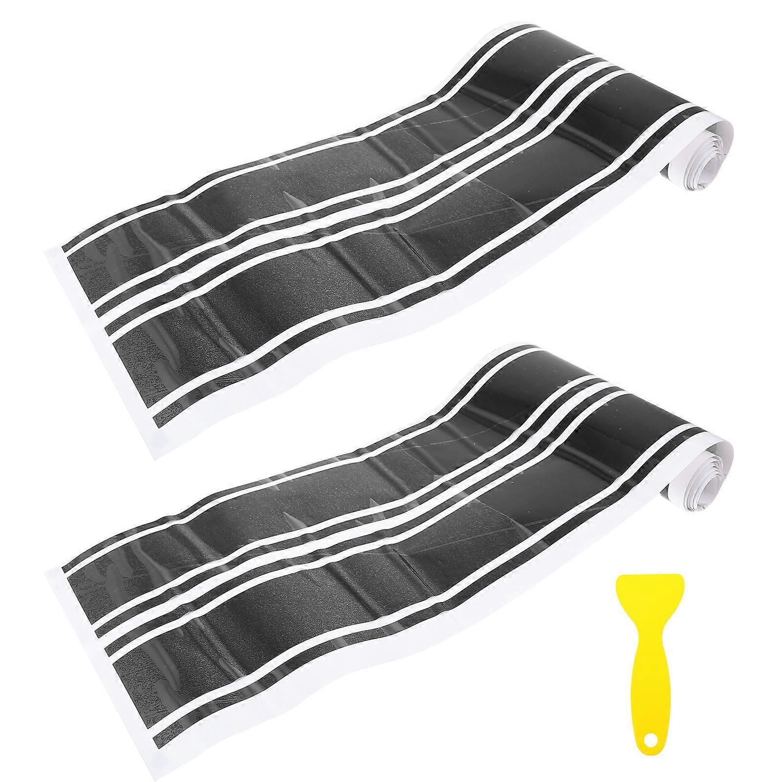 Car Body Sticker 1 Set Decorative Stripe Decal For Vehicle Black Color Easy To Stick And Remove