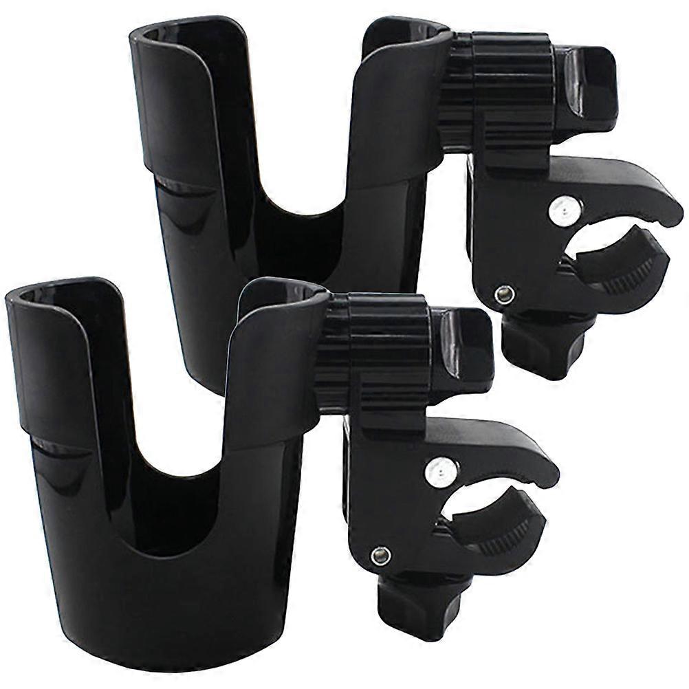 Black Clip On Cup Holder for Stroller Bike Shopping Cart Adjustable ABS Material Holds Various Sizes