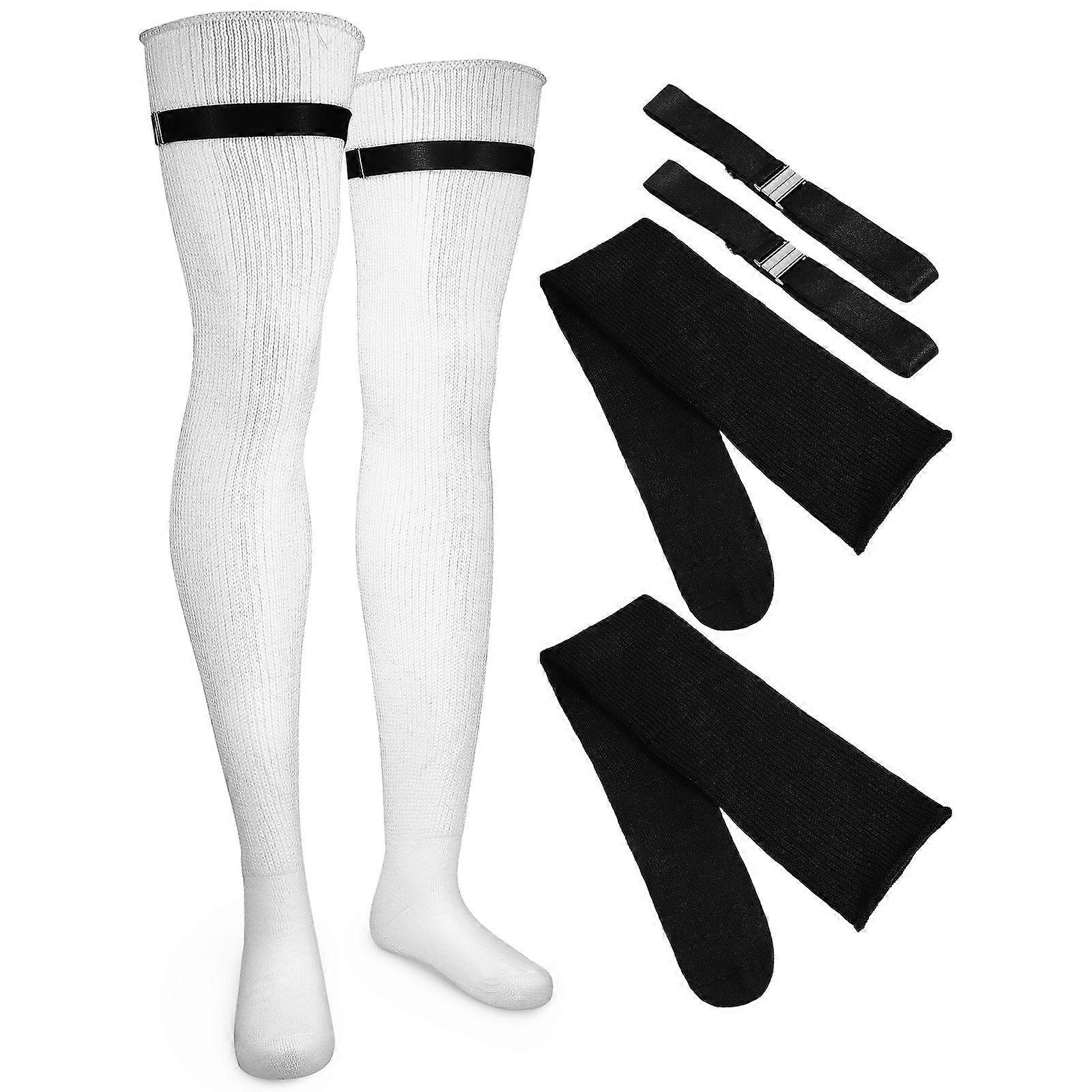 2 Pairs Plus Over Knee Thigh Socks For Women Of Warm Stockings With Slip Belts For Daily Wear Sports And Cosplay