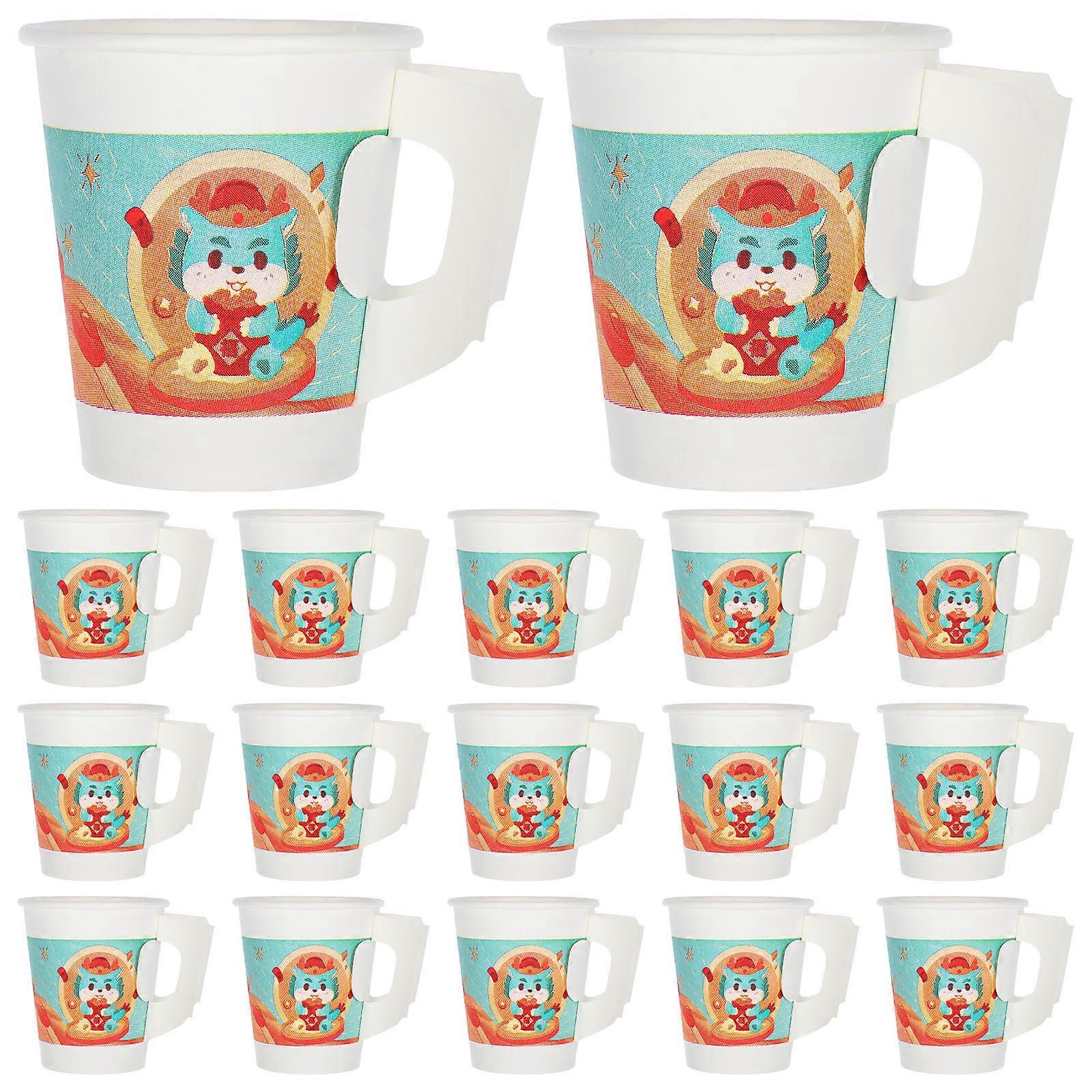 Skyblue Disposable Paper Coffee Cups with Handles for Hot Beverages Safe and Comfortable to Use 50pcs