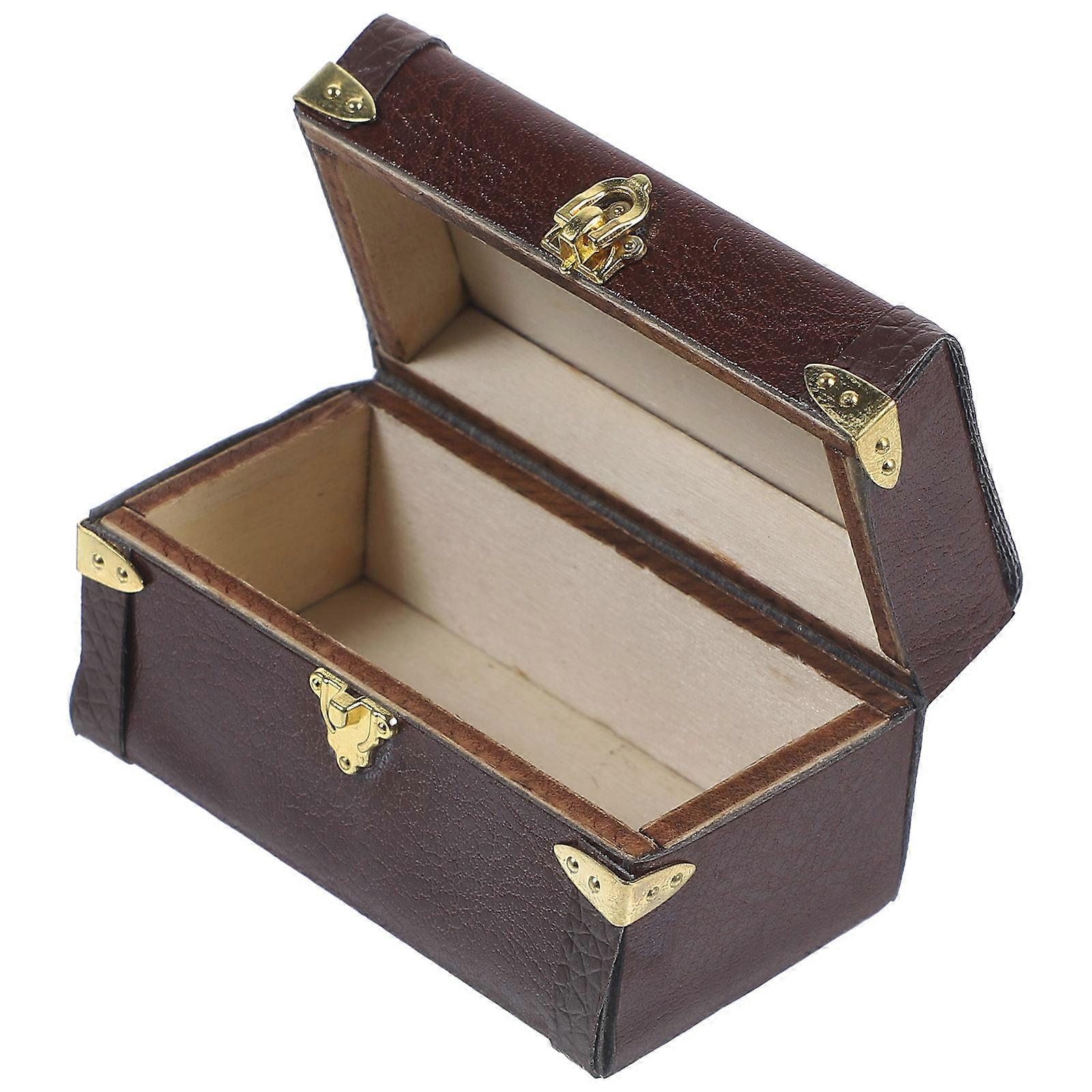 Miniature Suitcase Mini House Travel Trunk Retro Style Collectors Hobbyists Brown 6.00X3.20X3.20cm 1Set