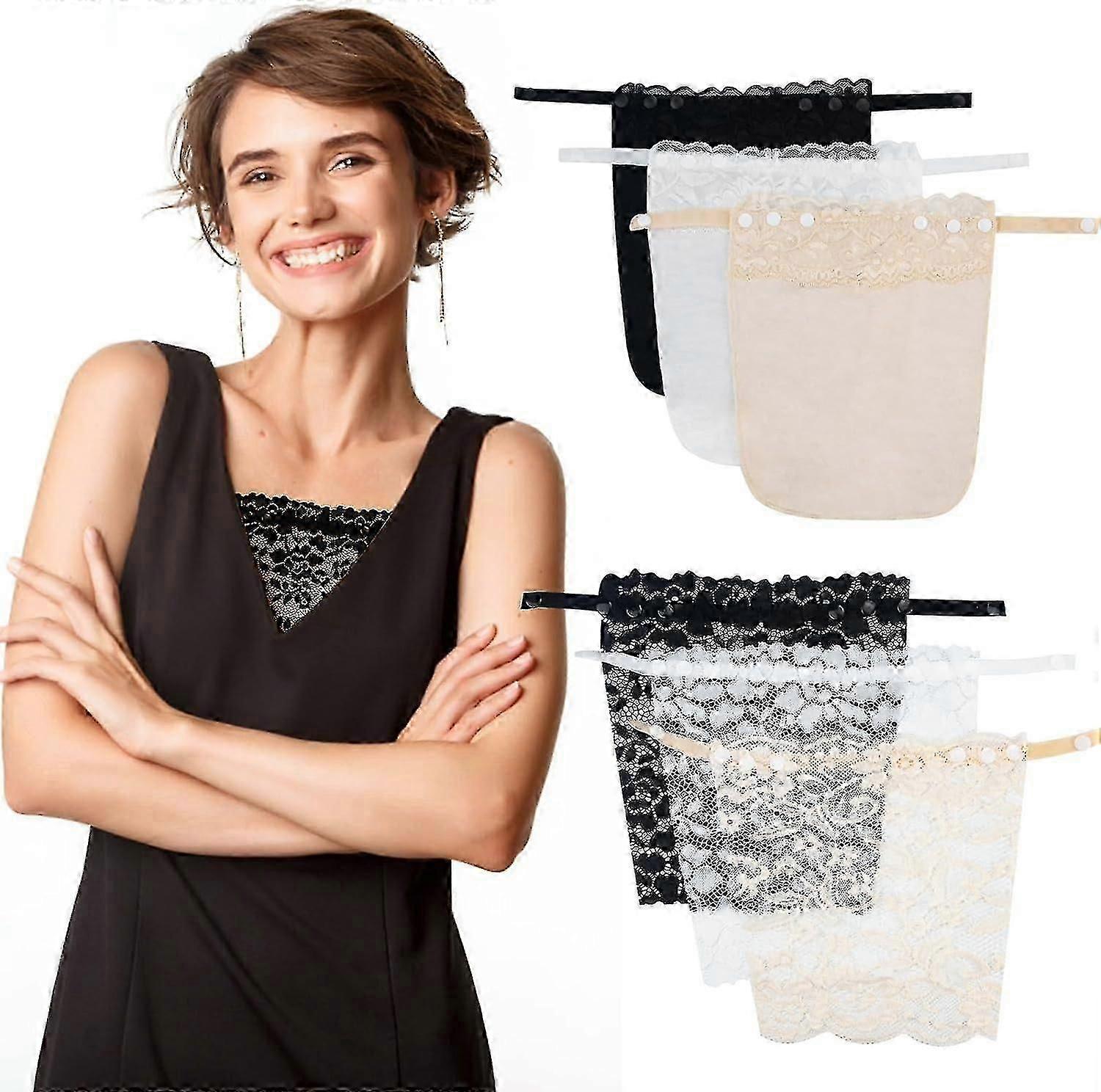 6 Pieces Lady Lace Clip-on Mock Camisole Bra Insert - Lace Privacy Panels