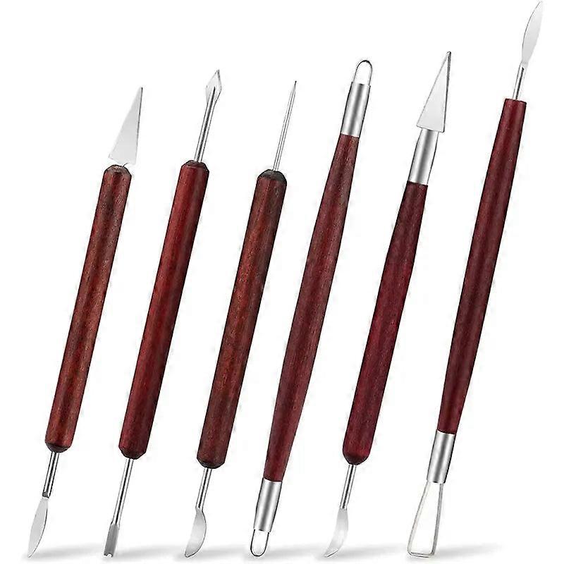 Wooden Pottery Clay Sculpting Tool Set (6 Piece)