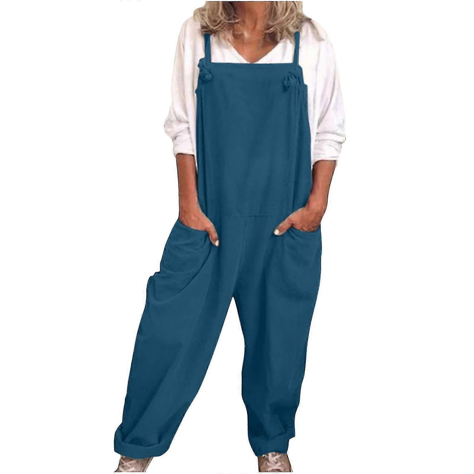 מזדמנים רופפים Dungarees Romper חליפת משחק רחבת לנשים