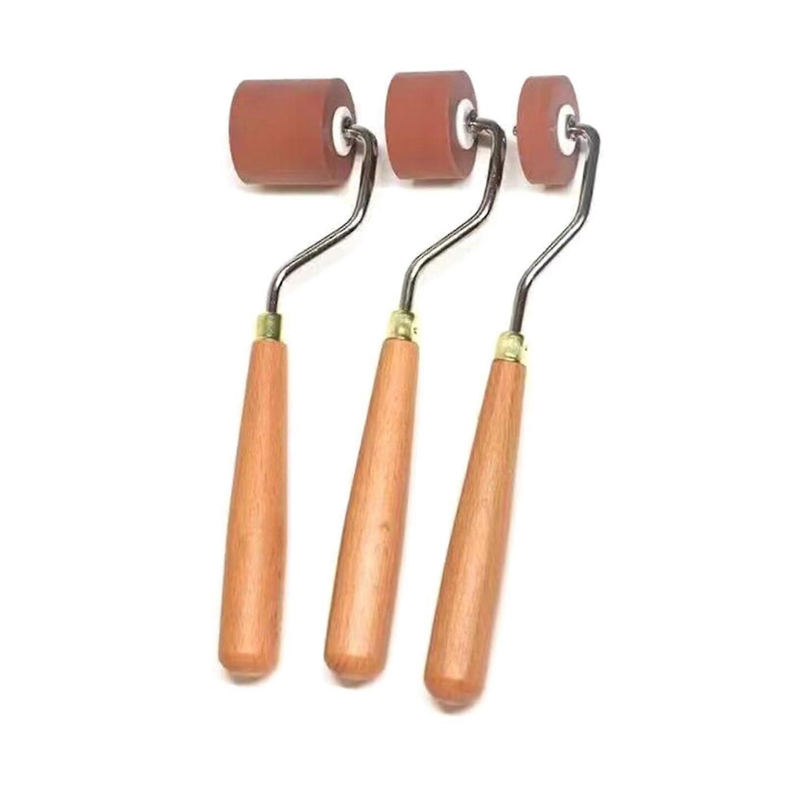 Rubber Roller For Printing With Wooden Handle, 1/3 Piece, Wallpaper And Painting Tool