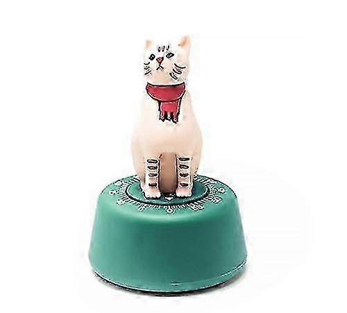 Mechanical Cat Kitchen Timer,holiday New Year 60-minute Wind Up Dial Rotating Countdown Green