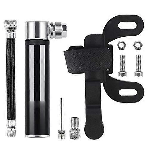 Mini Bike Pump 180 PSI Bicycle Hand Pump With Needle And Frame Mount Full Set Presta And Schrader Compatible Black