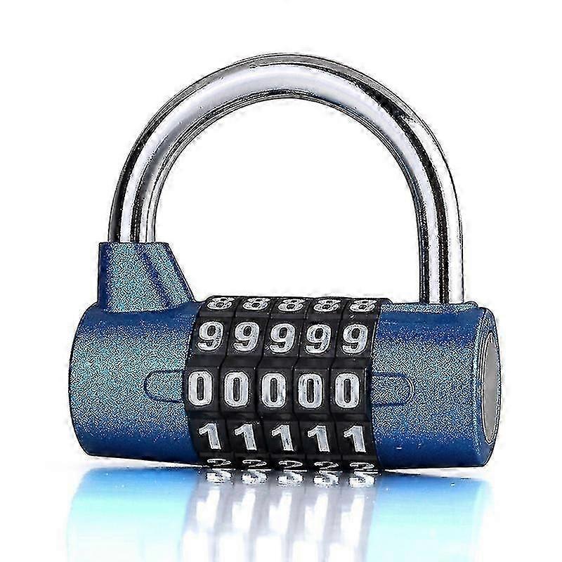 Blue 5 Digit Combination Padlock, Resettable For School, Toolbox, Cabinet, Etc.