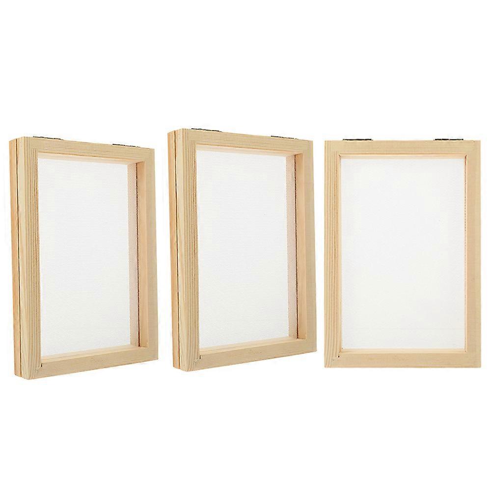 3pcs DIY Paper Making Frame with Wooden Mould Screen for Crafting – Durable Pine Wood Kit for Environmental Learning