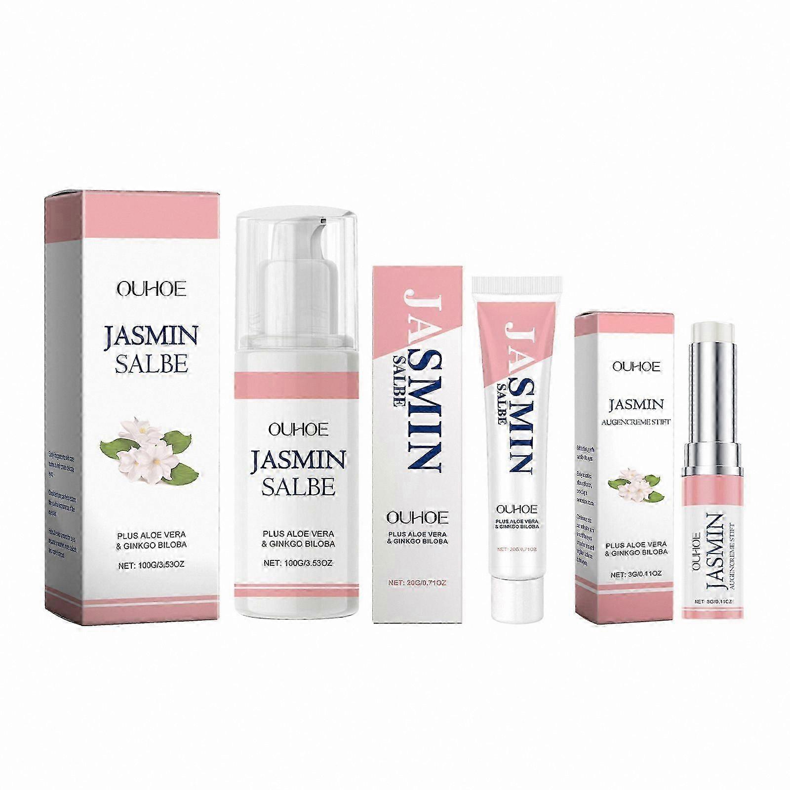 Jasmine Eye Care Collection - 3PC Set with Cream, Ointment & Stick for Firming and Anti-Wrinkle Support