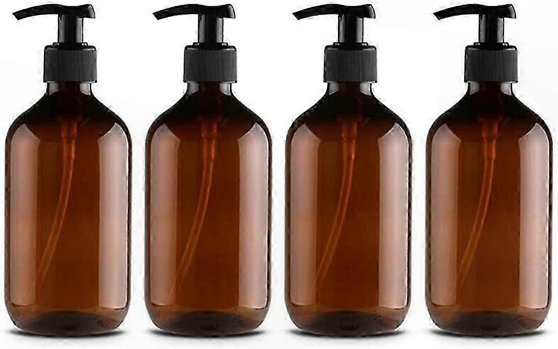 Set of 4 Amber Glass Bottles, 500ml Each, Ideal for Storage and DIY Projects