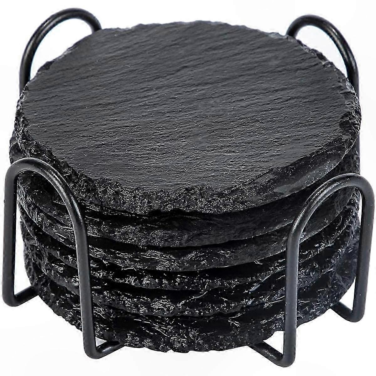 Round Glass Coaster with Stand for Drinks Protection and Table Decor 10cm Diameter for Home and Office Use