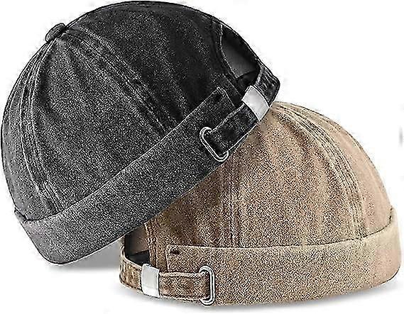 2-piece Men's Beanie Adjustable Longshoreman's Casual Beanie No Shade Flip Cap Sailor Beanie