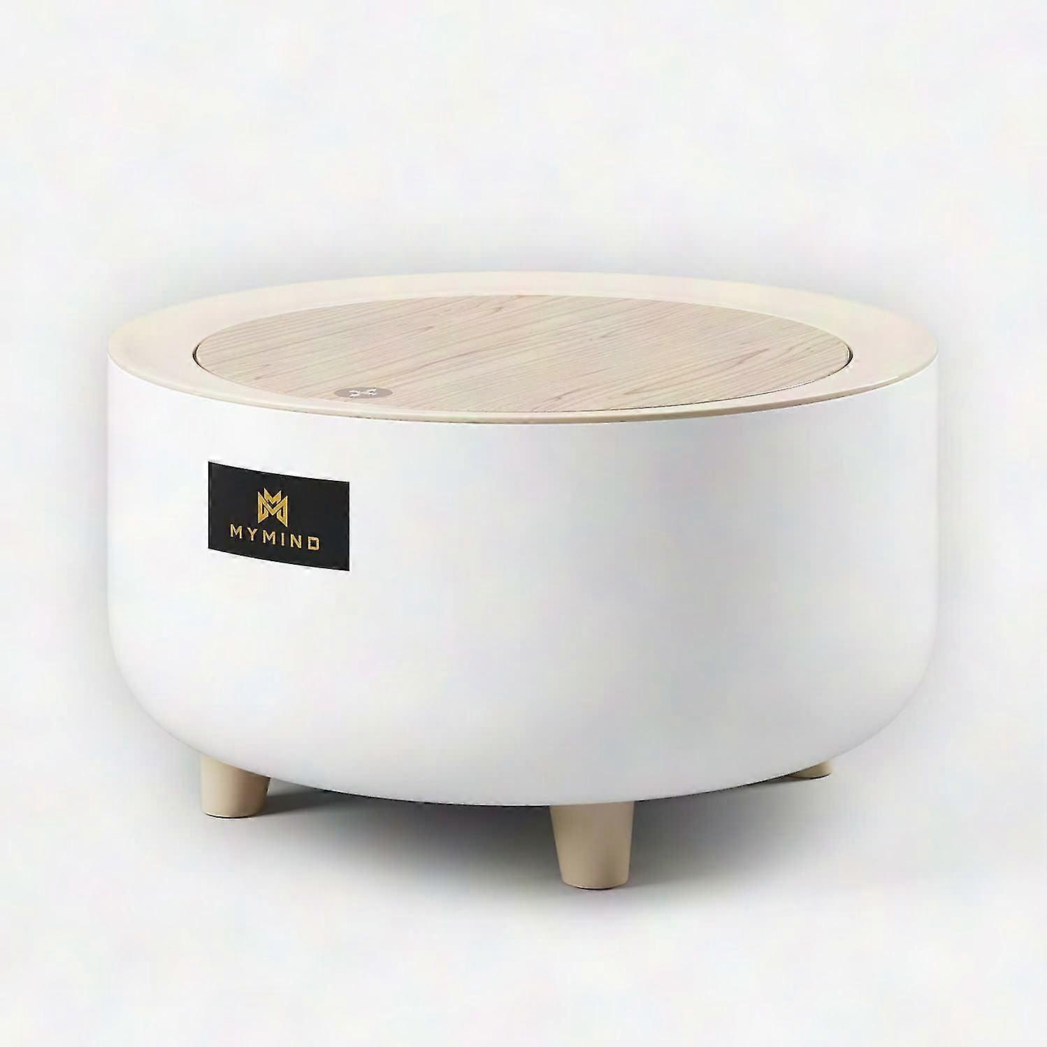 Wooden Look Table Trash Can with Lid - 2L Mini Cosmetic Bin - High-Quality Click System - Small Capacity Desk Trash Can