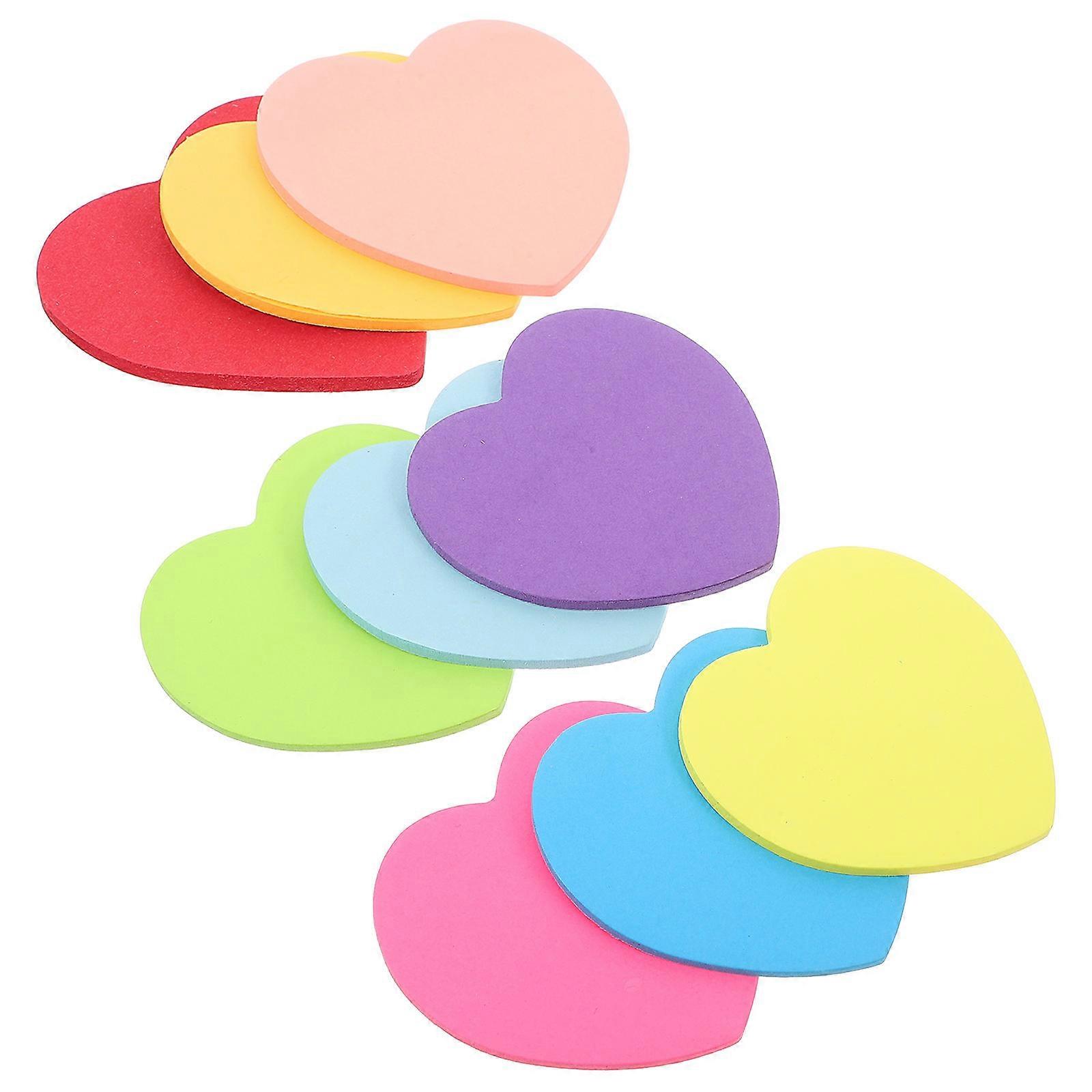 Repositionable Heart Shaped Memo Pads Note Taking Notepads Assorted Color for School Library 9 Books Set
