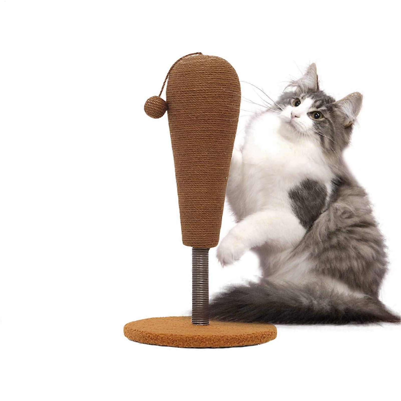 Kitten Scratching Post Vertical Cat Scratcher Sisal Pole With Hanging Ball Furniture Protector Tower For Apartment Use