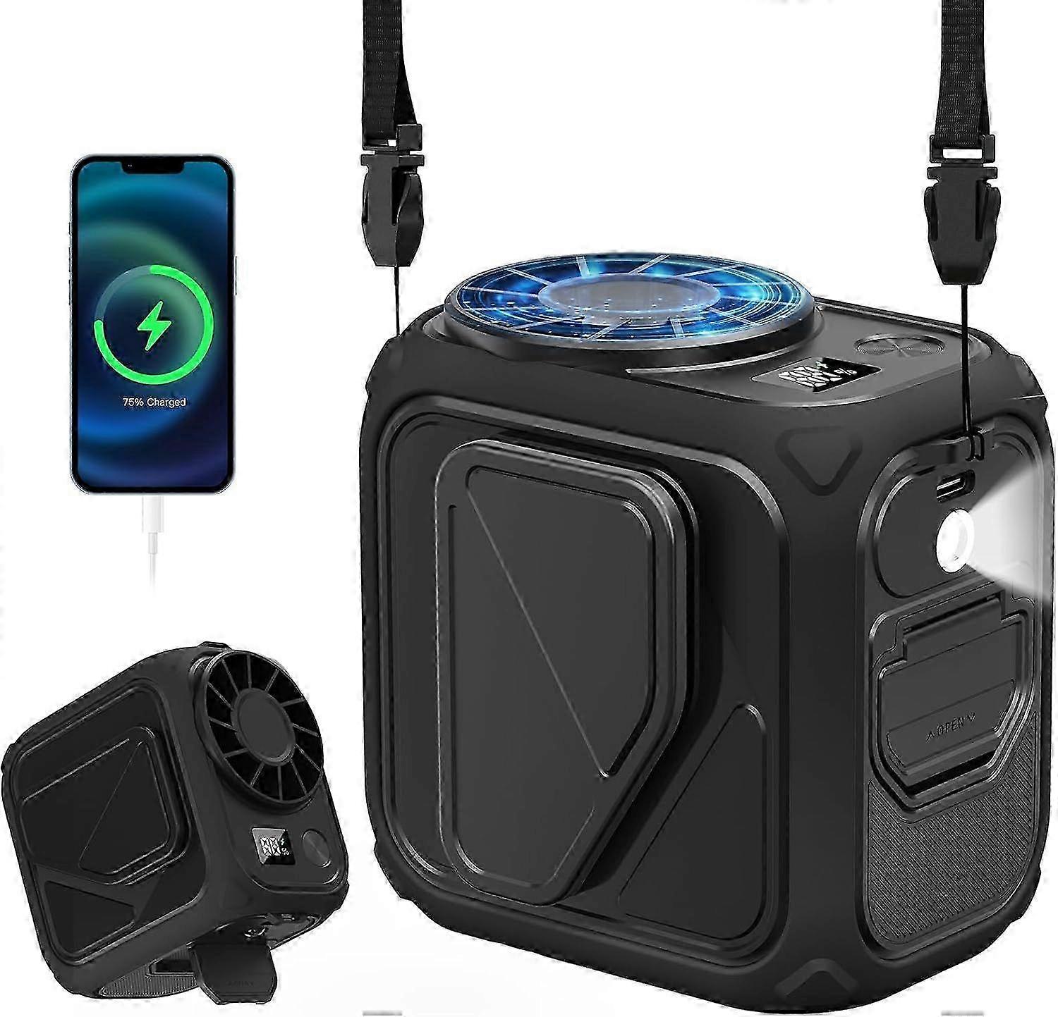 2025 Latest Model Portable Waist Fan Rechargeable,10000mAh Mini Neck Fan With AI Chip,5 S