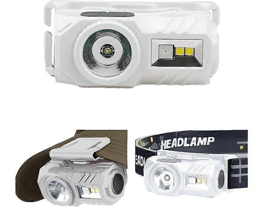 Headlamp Rechargeable, Hat Light Clip on Cap, Ultralight LED Head Flashlight, 800 Lumen Head Lamp with 9 Modes, Gesture Sensing, IPX4 Waterproof(White