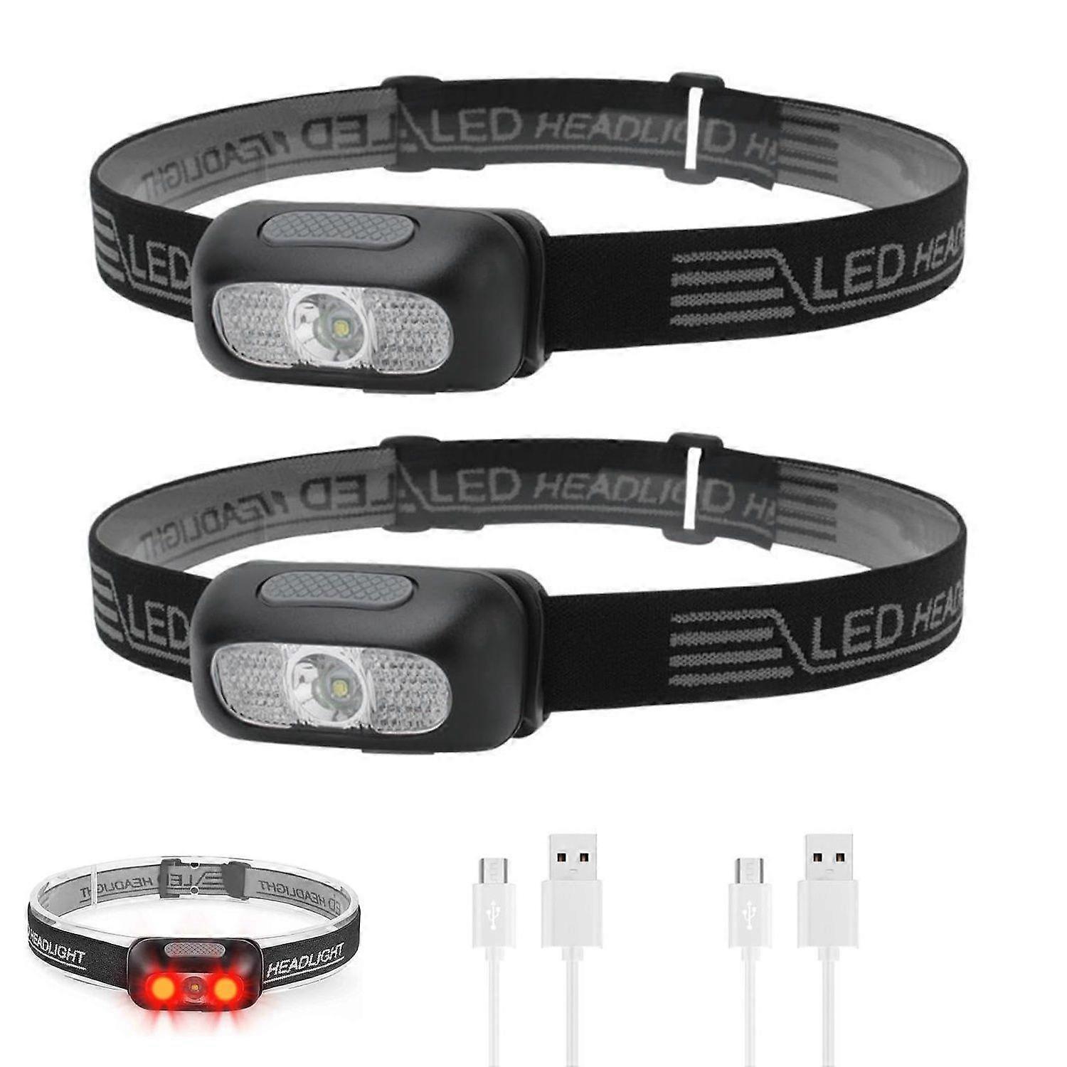 Rechargeable Headlamp, 5 Lighting Modes with Red Light, Ultra Bright 500 Lumen Head Lamp,IPX5 Waterproof Adjustable Strap Headlamp Flashlight for Adul