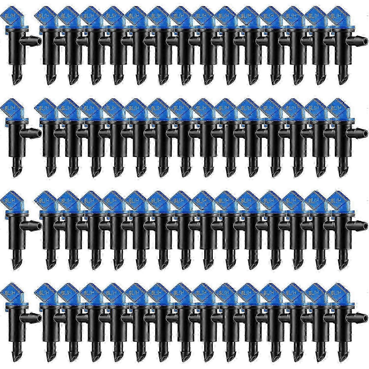 2025 60-Piece Drip Irrigation System for Garden Flags Irrigation Drippers Trees and Shrubs in Blue and Black 2GPH Flow Rate